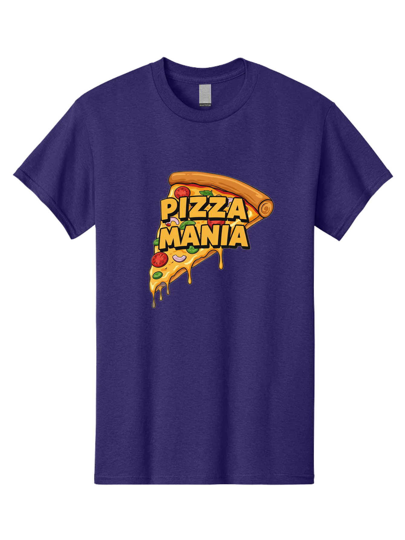 Pizza-Mania Men'S Graphic Tee, 100% Cotton, Comfortable Casual Summer Wear, Machine Washable, Cheesy Pizza Slice, Pizza Toppings, Tomato Sauce, Melted Mozzarella, Pizza Mania, Foodie, Italian Cuisine, Savory Delight, Mouth-Watering Pizza Bac266