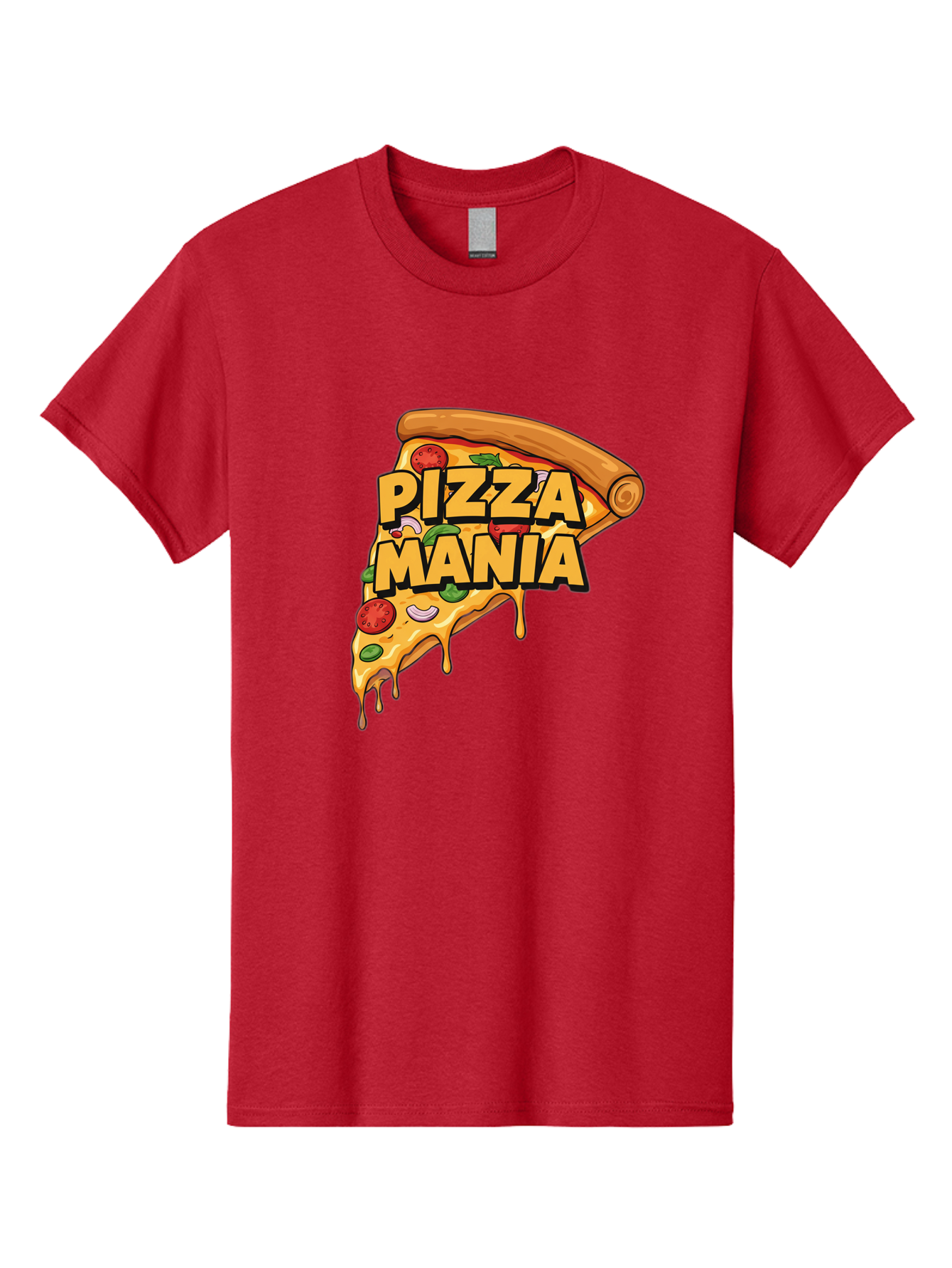 Pizza-Mania Men'S Graphic Tee, 100% Cotton, Comfortable Casual Summer Wear, Machine Washable, Cheesy Pizza Slice, Pizza Toppings, Tomato Sauce, Melted Mozzarella, Pizza Mania, Foodie, Italian Cuisine, Savory Delight, Mouth-Watering Pizza Bac266