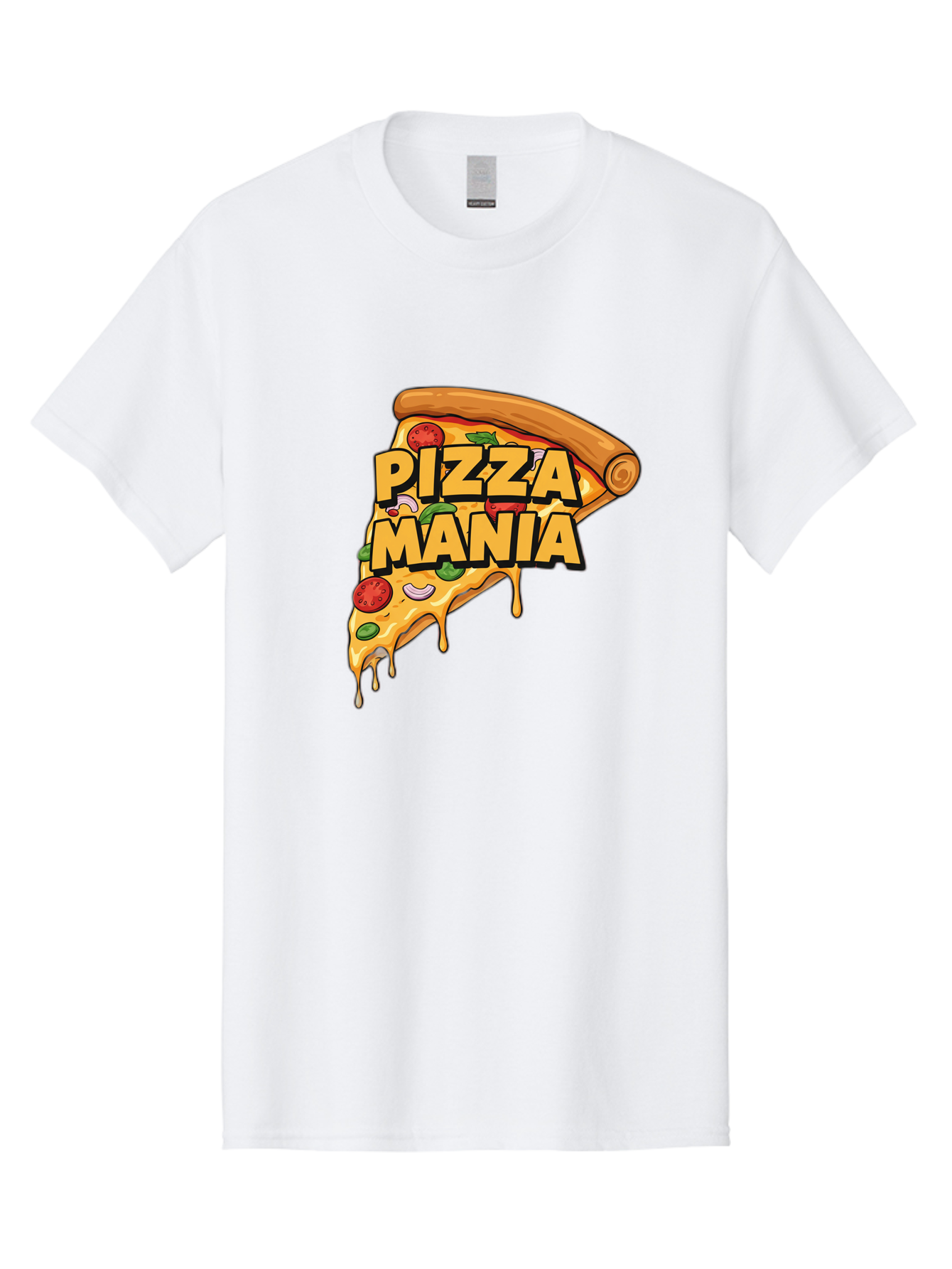Pizza-Mania Men'S Graphic Tee, 100% Cotton, Comfortable Casual Summer Wear, Machine Washable, Cheesy Pizza Slice, Pizza Toppings, Tomato Sauce, Melted Mozzarella, Pizza Mania, Foodie, Italian Cuisine, Savory Delight, Mouth-Watering Pizza Bac266