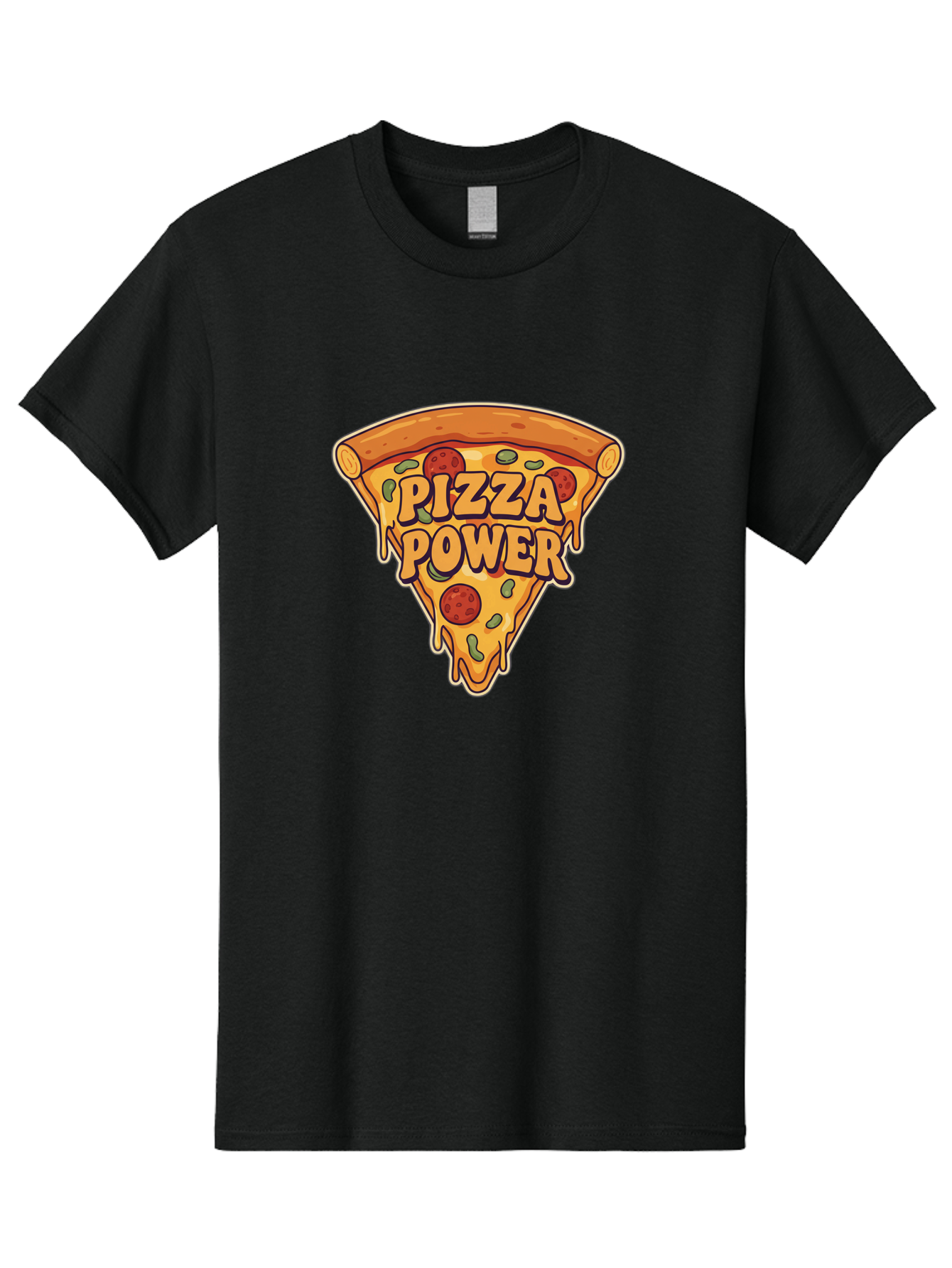 Pizza-Power Men'S Graphic Tee, 100% Cotton, Comfortable Casual Summer Wear, Machine Washable, Pizza Slice, Melted Cheese, Pepperoni Pizza, Jalapenos, Cartoon Style, Food Illustration, Melted Mozzarella, Pizza Toppings Bac267