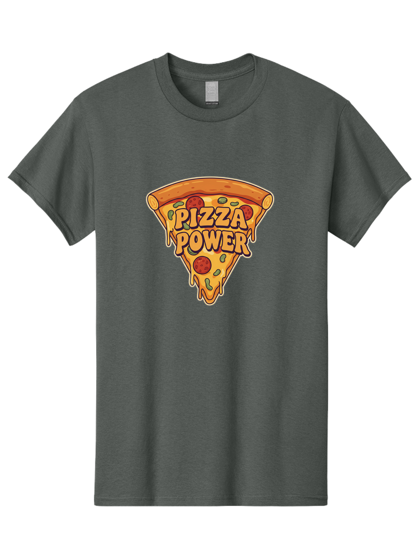 Pizza-Power Men'S Graphic Tee, 100% Cotton, Comfortable Casual Summer Wear, Machine Washable, Pizza Slice, Melted Cheese, Pepperoni Pizza, Jalapenos, Cartoon Style, Food Illustration, Melted Mozzarella, Pizza Toppings Bac267