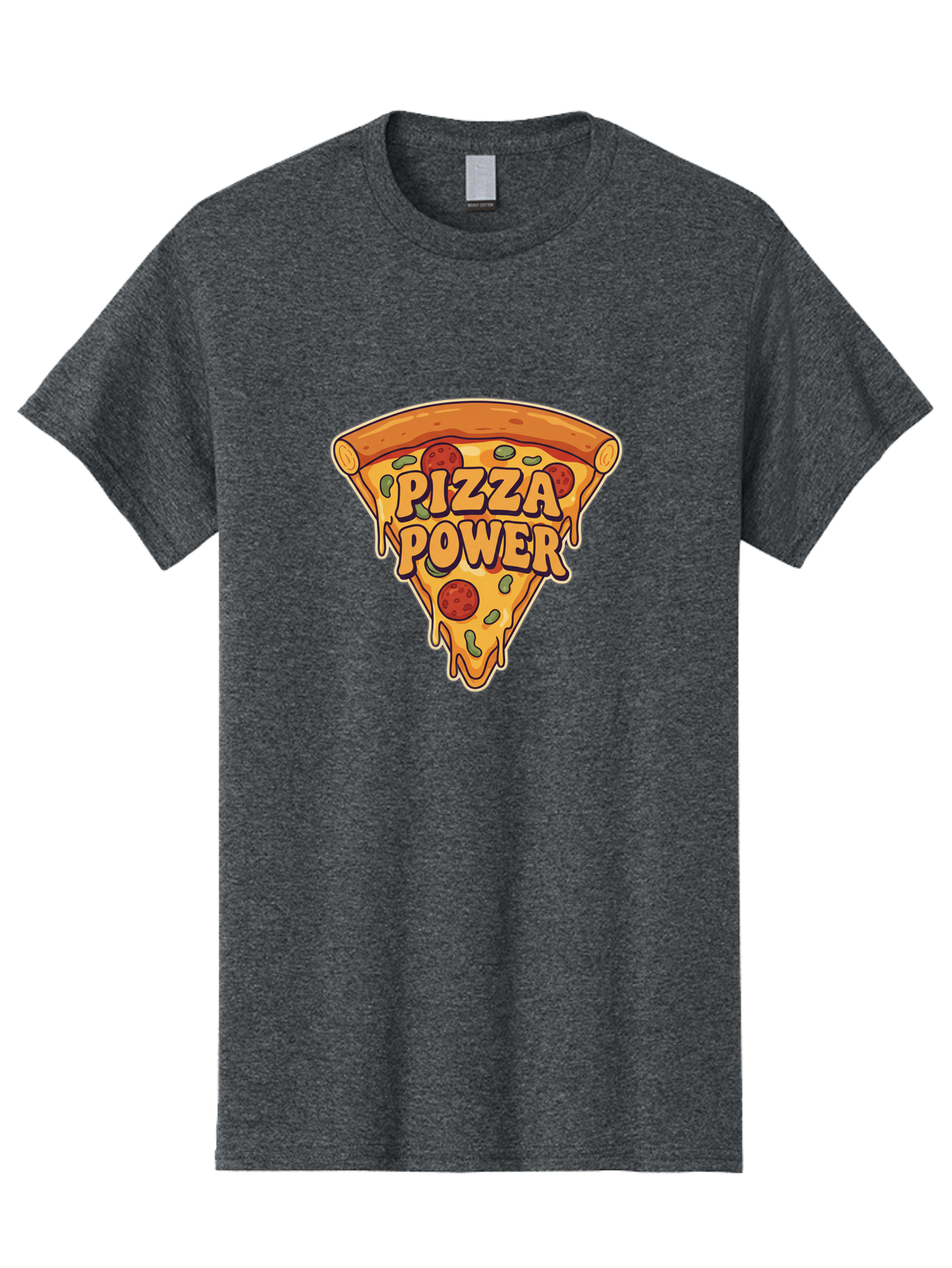 Pizza-Power Men'S Graphic Tee, 100% Cotton, Comfortable Casual Summer Wear, Machine Washable, Pizza Slice, Melted Cheese, Pepperoni Pizza, Jalapenos, Cartoon Style, Food Illustration, Melted Mozzarella, Pizza Toppings Bac267