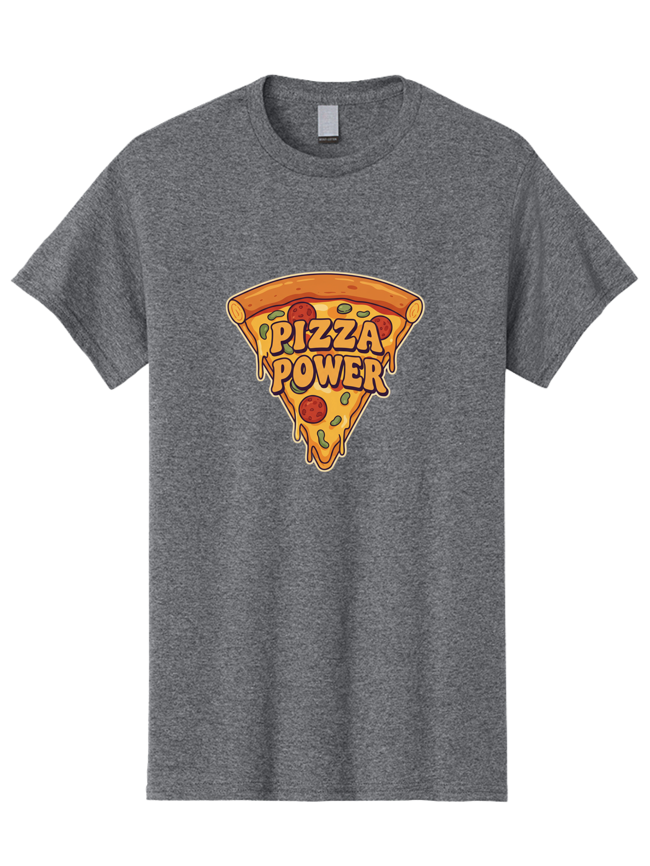 Pizza-Power Men'S Graphic Tee, 100% Cotton, Comfortable Casual Summer Wear, Machine Washable, Pizza Slice, Melted Cheese, Pepperoni Pizza, Jalapenos, Cartoon Style, Food Illustration, Melted Mozzarella, Pizza Toppings Bac267