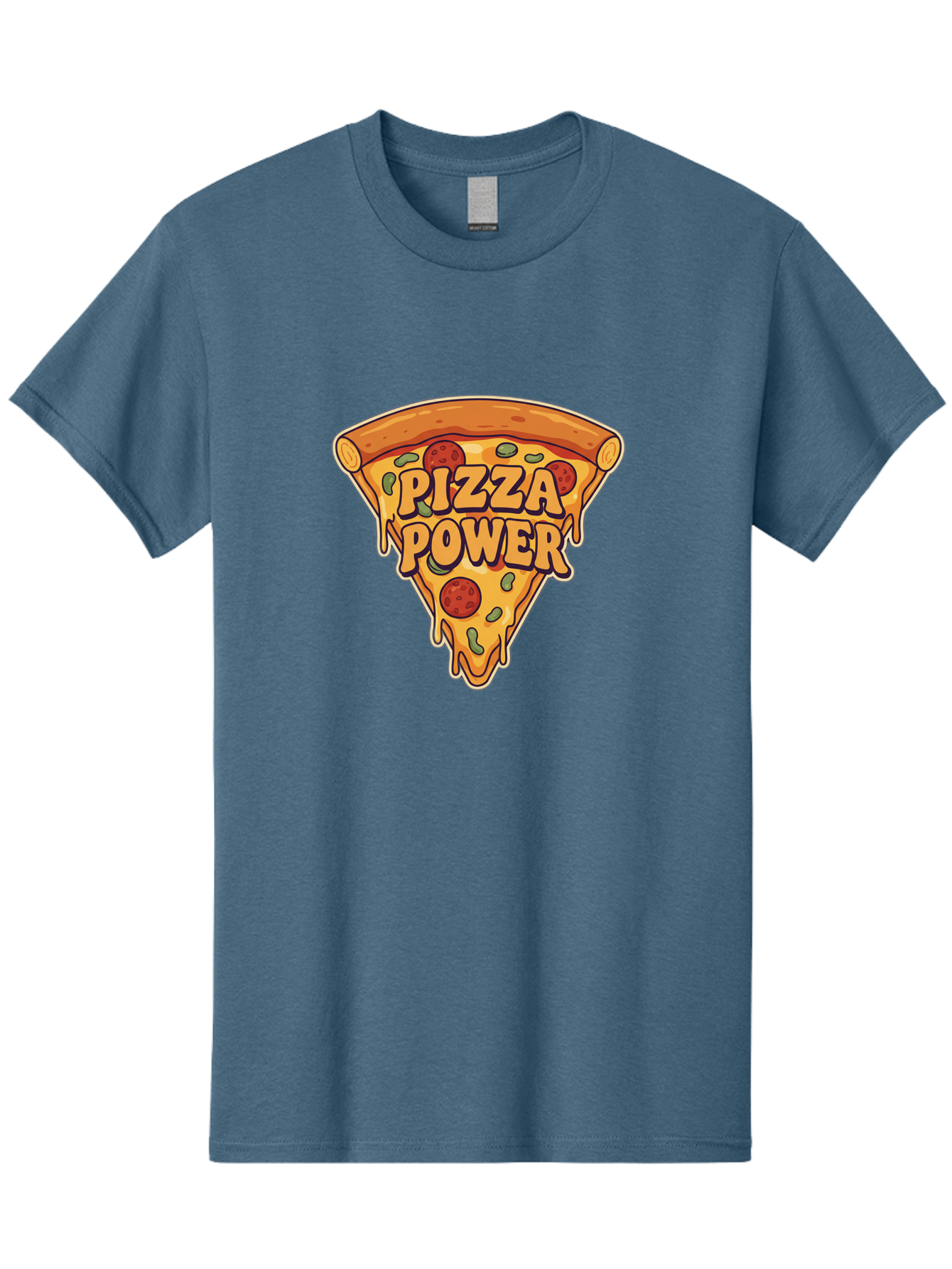 Pizza-Power Men'S Graphic Tee, 100% Cotton, Comfortable Casual Summer Wear, Machine Washable, Pizza Slice, Melted Cheese, Pepperoni Pizza, Jalapenos, Cartoon Style, Food Illustration, Melted Mozzarella, Pizza Toppings Bac267