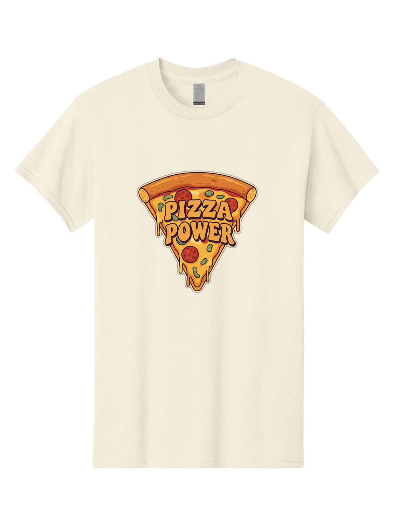 Pizza-Power Men'S Graphic Tee, 100% Cotton, Comfortable Casual Summer Wear, Machine Washable, Pizza Slice, Melted Cheese, Pepperoni Pizza, Jalapenos, Cartoon Style, Food Illustration, Melted Mozzarella, Pizza Toppings Bac267