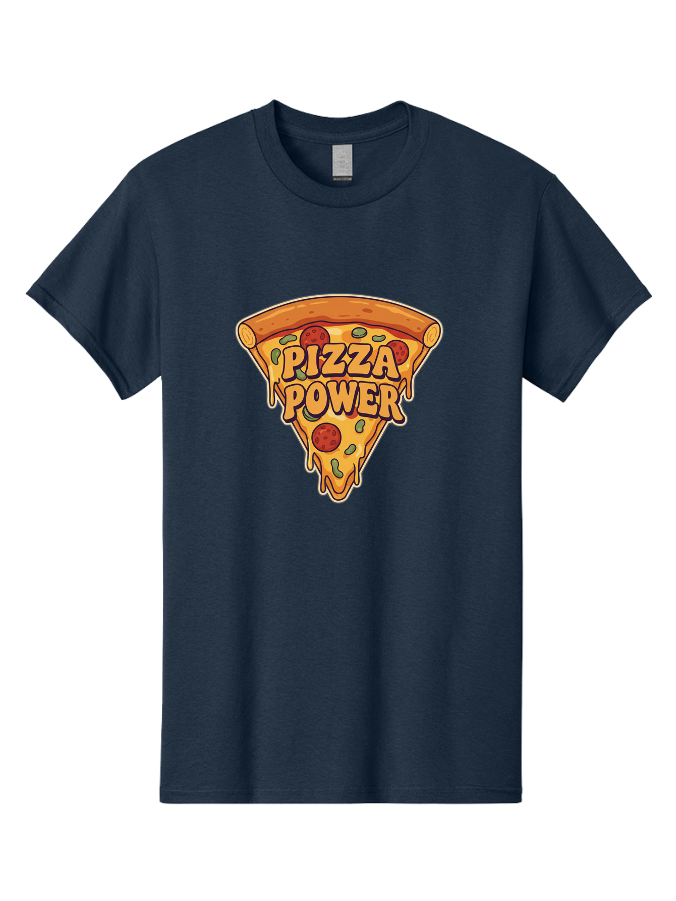 Pizza-Power Men'S Graphic Tee, 100% Cotton, Comfortable Casual Summer Wear, Machine Washable, Pizza Slice, Melted Cheese, Pepperoni Pizza, Jalapenos, Cartoon Style, Food Illustration, Melted Mozzarella, Pizza Toppings Bac267