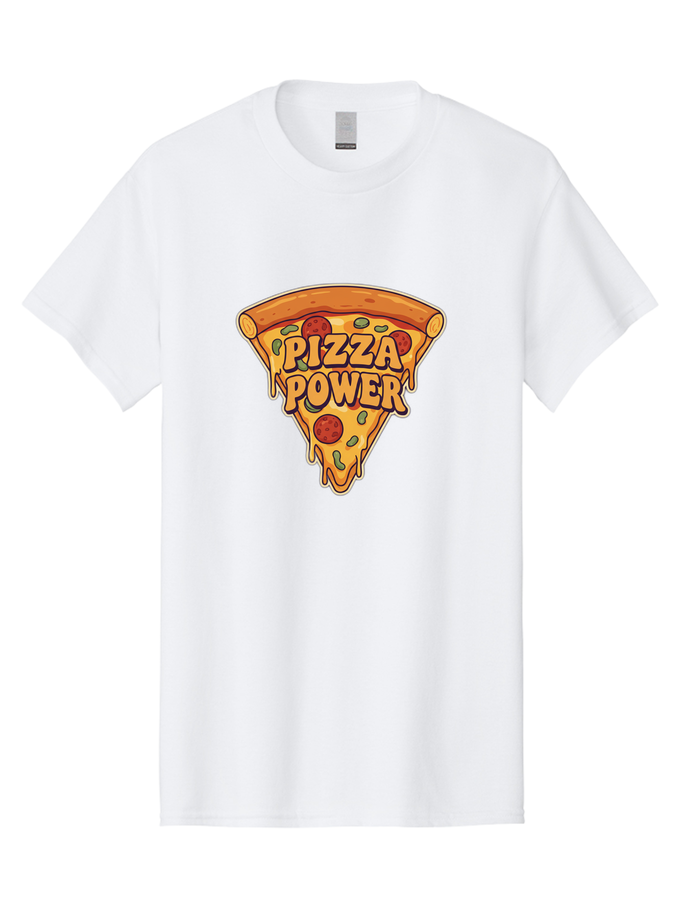 Pizza-Power Men'S Graphic Tee, 100% Cotton, Comfortable Casual Summer Wear, Machine Washable, Pizza Slice, Melted Cheese, Pepperoni Pizza, Jalapenos, Cartoon Style, Food Illustration, Melted Mozzarella, Pizza Toppings Bac267