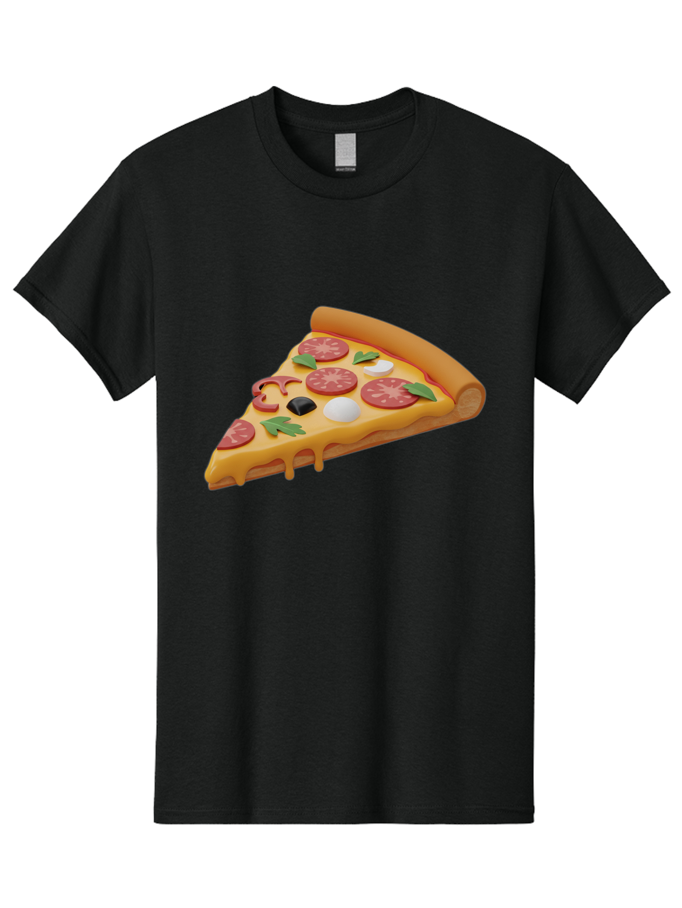 Pizza-Slice-1 Men'S Graphic Tee, 100% Cotton, Comfortable Casual Summer Wear, Machine Washable, Pizza Slice, Pepperoni Pizza, Melted Cheese, Italian Food, Cheese Pizza, Olives, Garlic, Basil Leaves, Pepperoni Slices, Gourmet Pizza Bac269