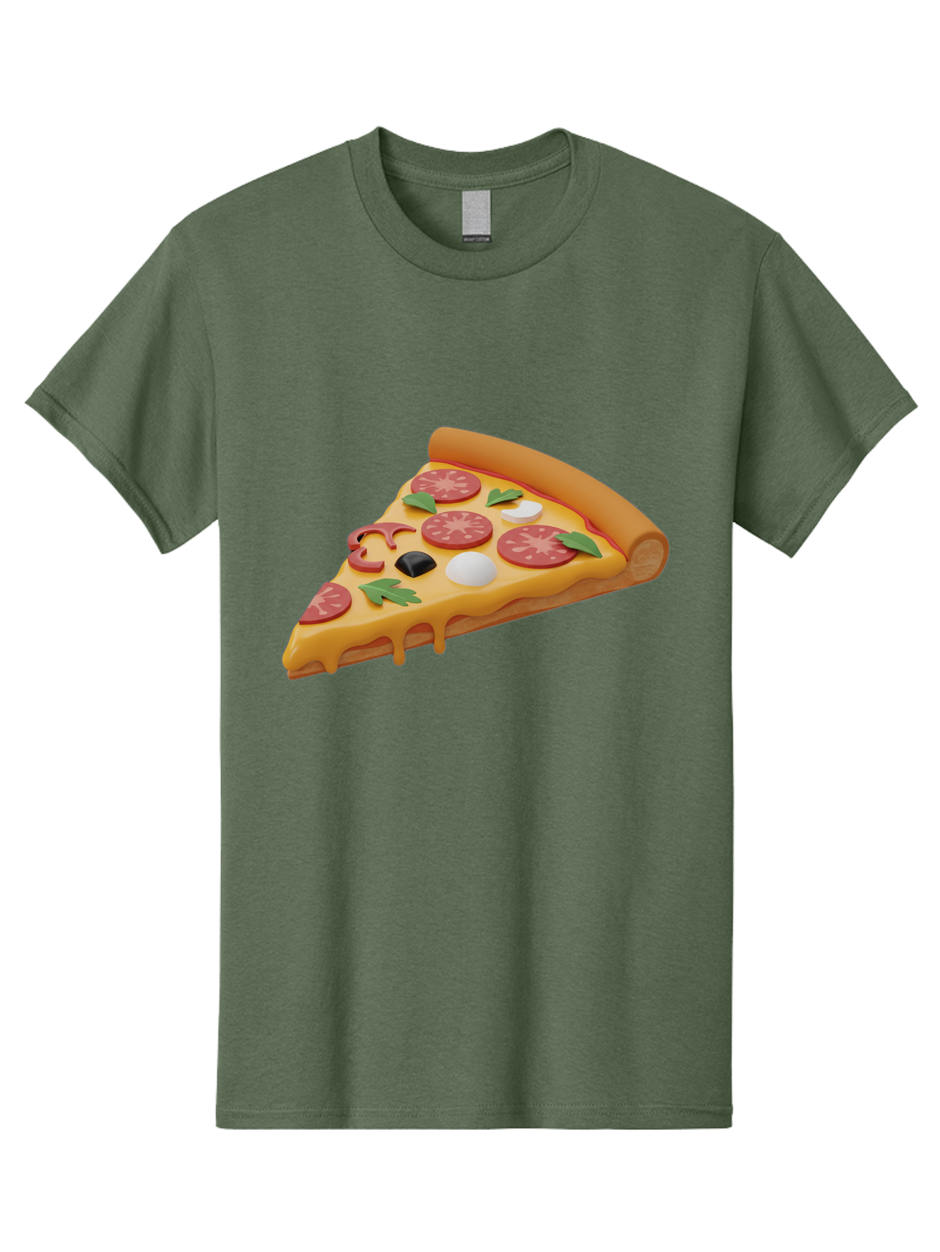 Pizza-Slice-1 Men'S Graphic Tee, 100% Cotton, Comfortable Casual Summer Wear, Machine Washable, Pizza Slice, Pepperoni Pizza, Melted Cheese, Italian Food, Cheese Pizza, Olives, Garlic, Basil Leaves, Pepperoni Slices, Gourmet Pizza Bac269