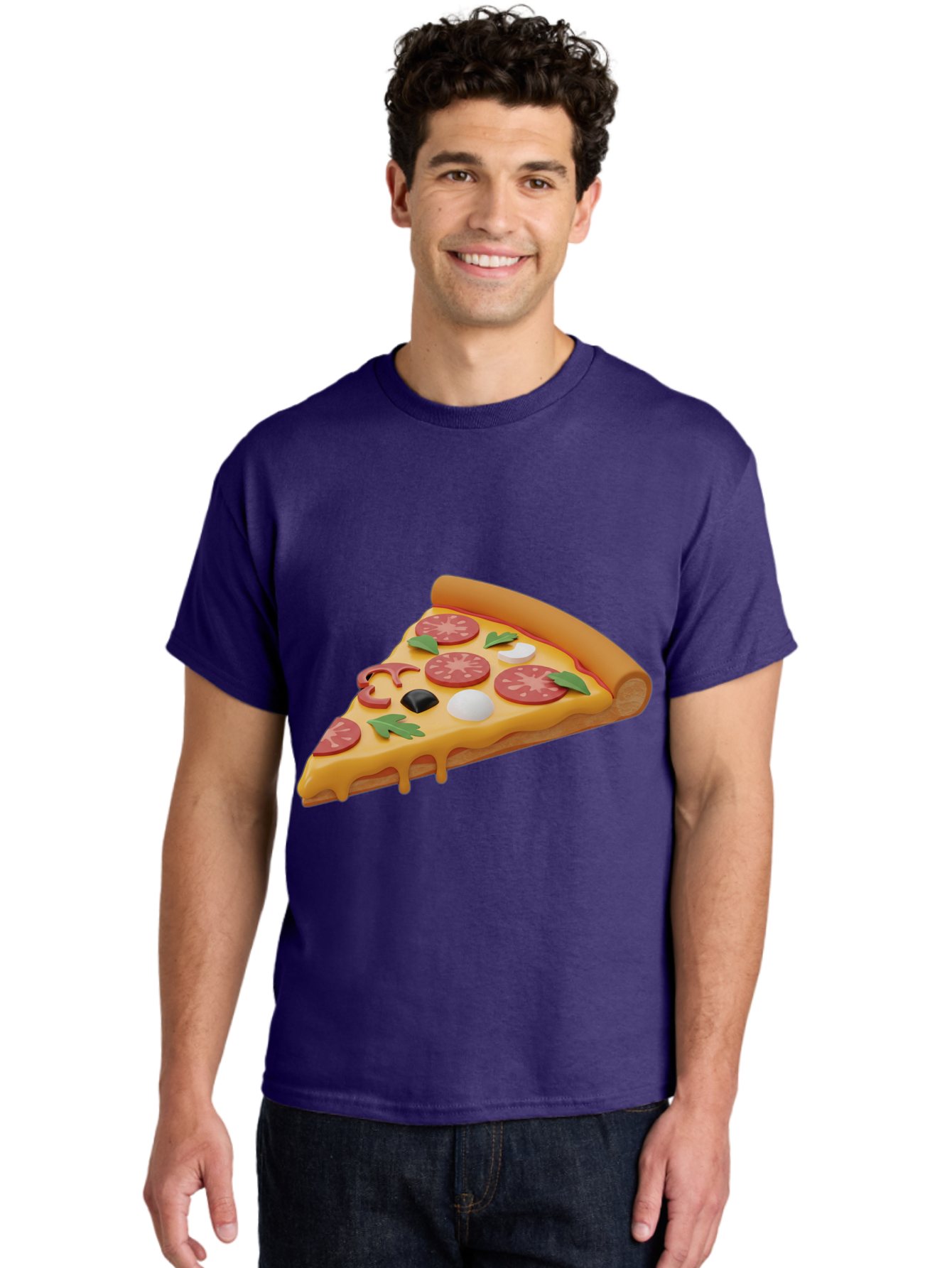 Pizza-Slice-1 Men'S Graphic Tee, 100% Cotton, Comfortable Casual Summer Wear, Machine Washable, Pizza Slice, Pepperoni Pizza, Melted Cheese, Italian Food, Cheese Pizza, Olives, Garlic, Basil Leaves, Pepperoni Slices, Gourmet Pizza Bac269