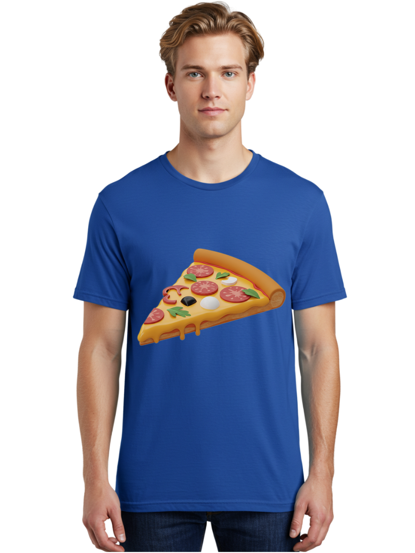 Pizza-Slice-1 Men'S Graphic Tee, 100% Cotton, Comfortable Casual Summer Wear, Machine Washable, Pizza Slice, Pepperoni Pizza, Melted Cheese, Italian Food, Cheese Pizza, Olives, Garlic, Basil Leaves, Pepperoni Slices, Gourmet Pizza Bac269