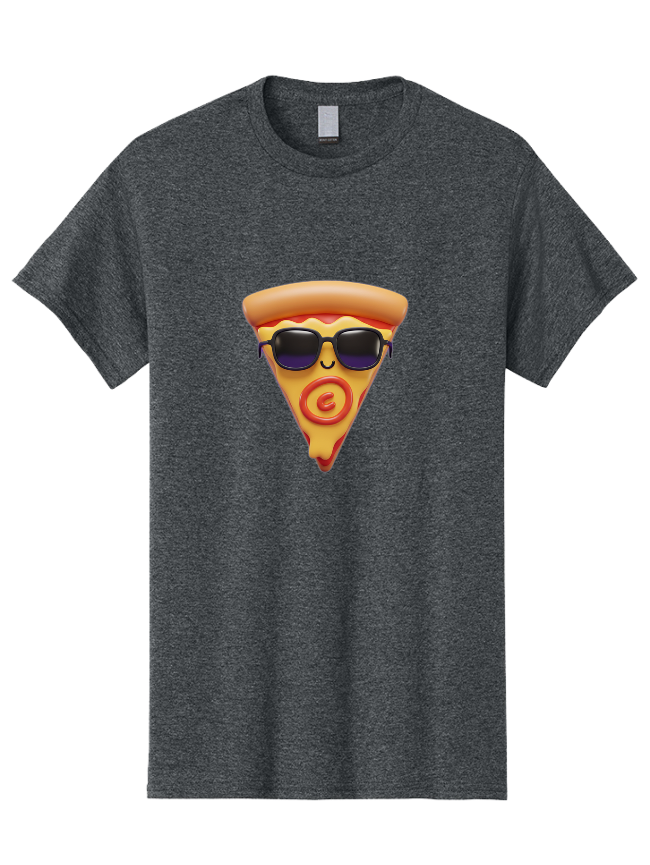 Pizza-Slice-10 Men'S Graphic Tee, 100% Cotton, Comfortable Casual Summer Wear, Machine Washable, Cartoon Pizza Slice, Smiling Face, Sunglasses, Red Swirl, Playful Design, Food Illustration, Whimsical Character, Trendy Vibe, Funny Graphic Bac270
