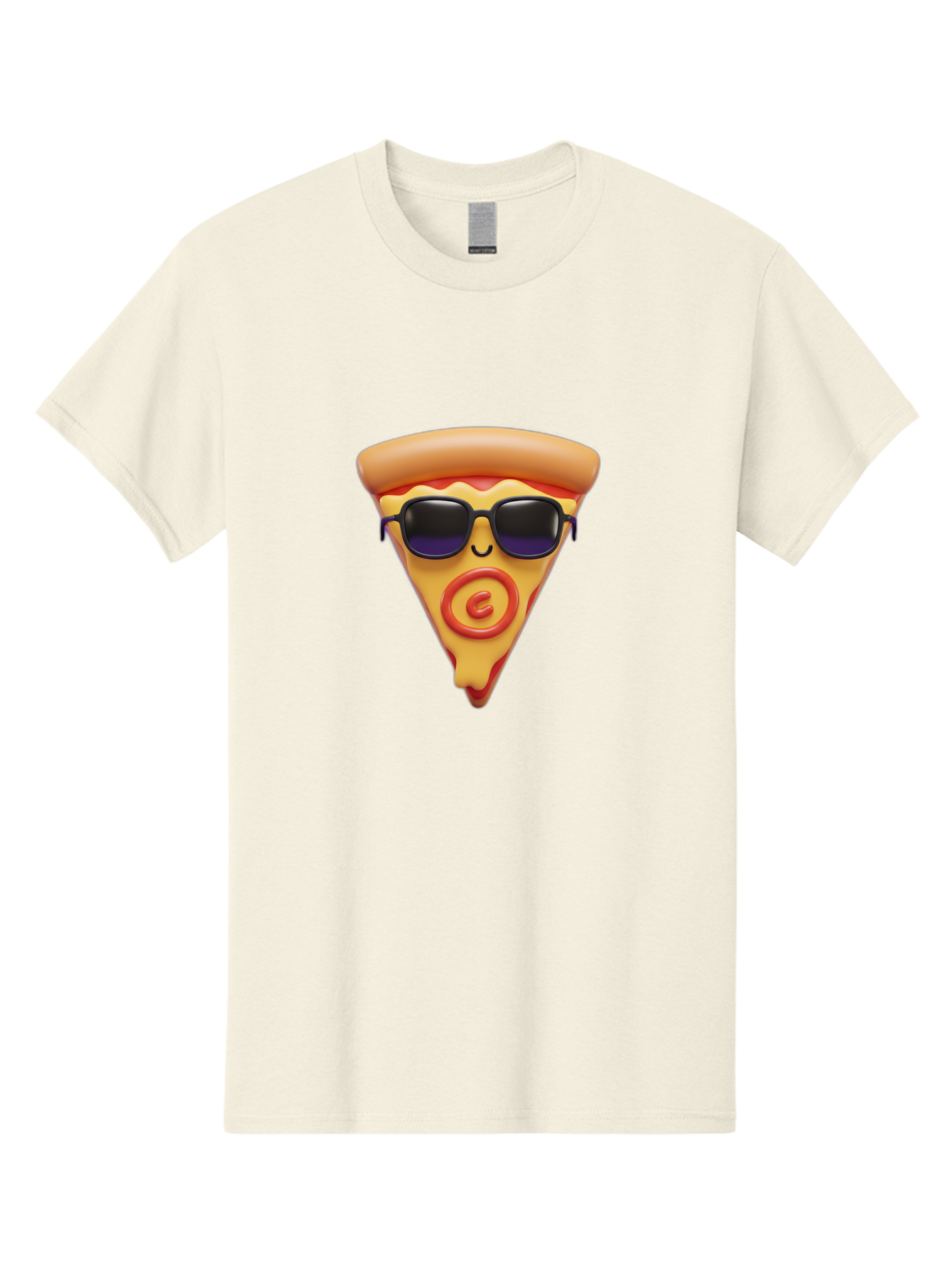 Pizza-Slice-10 Men'S Graphic Tee, 100% Cotton, Comfortable Casual Summer Wear, Machine Washable, Cartoon Pizza Slice, Smiling Face, Sunglasses, Red Swirl, Playful Design, Food Illustration, Whimsical Character, Trendy Vibe, Funny Graphic Bac270