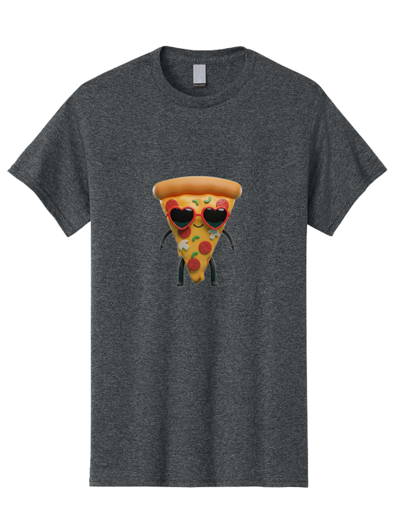 Pizza-Slice-11 Men'S Graphic Tee, 100% Cotton, Comfortable Casual Summer Wear, Machine Washable, Cartoon Pizza Slice, Heart-Shaped Sunglasses, Kawaii Character, Funny Face, Italian Food, Cartoon Food, Pepperoni Pizza, Cute Design, Bac271