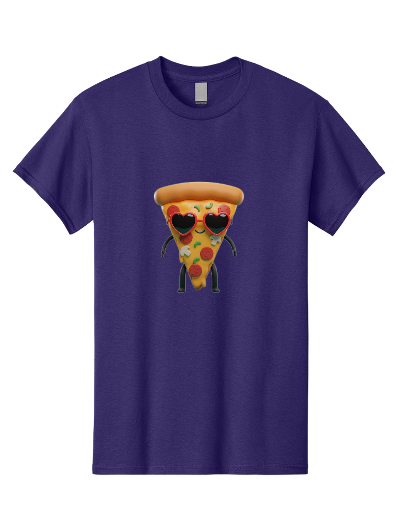 Pizza-Slice-11 Men'S Graphic Tee, 100% Cotton, Comfortable Casual Summer Wear, Machine Washable, Cartoon Pizza Slice, Heart-Shaped Sunglasses, Kawaii Character, Funny Face, Italian Food, Cartoon Food, Pepperoni Pizza, Cute Design, Bac271