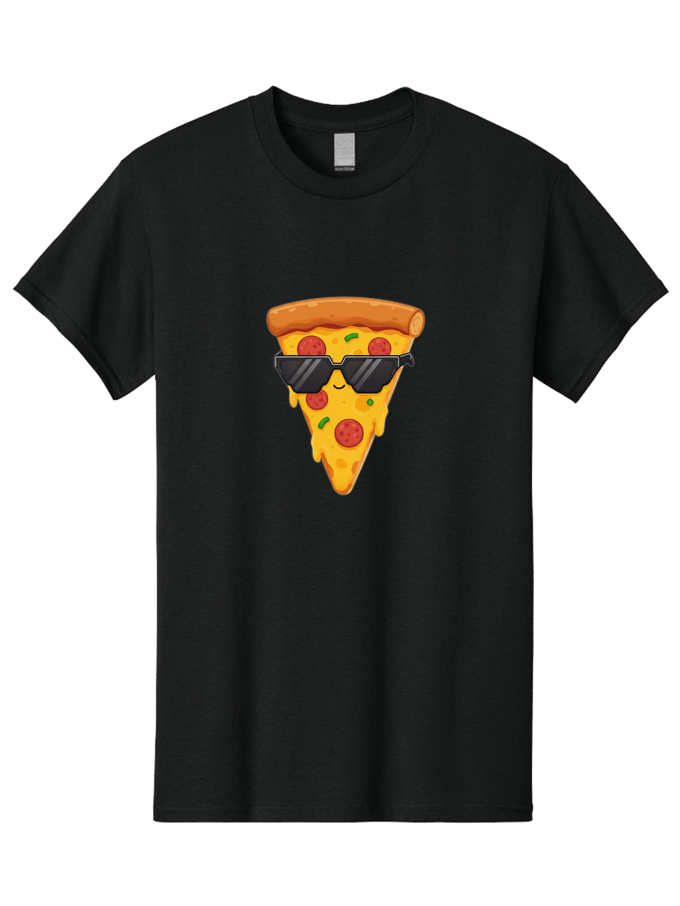 Pizza-Slice-12 Men'S Graphic Tee, 100% Cotton, Comfortable Casual Summer Wear, Machine Washable, Funny Pizza Slice, Cartoon Character, Sunglasses, Pepperoni Pizza, Melting Cheese, Casual Style, Laid-Back Vibe, Food Illustration, Quirky Design, Bac272