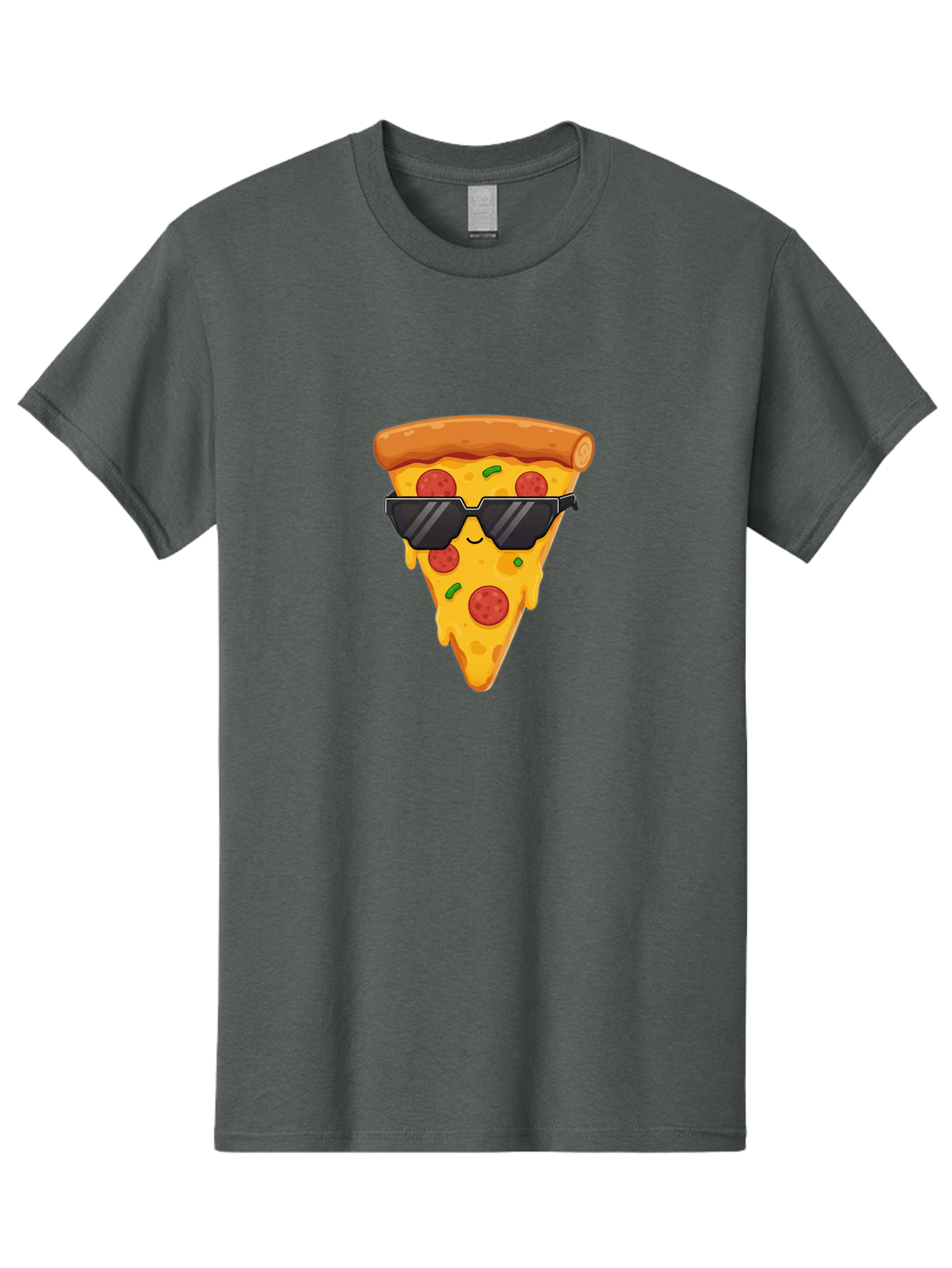 Pizza-Slice-12 Men'S Graphic Tee, 100% Cotton, Comfortable Casual Summer Wear, Machine Washable, Funny Pizza Slice, Cartoon Character, Sunglasses, Pepperoni Pizza, Melting Cheese, Casual Style, Laid-Back Vibe, Food Illustration, Quirky Design, Bac272