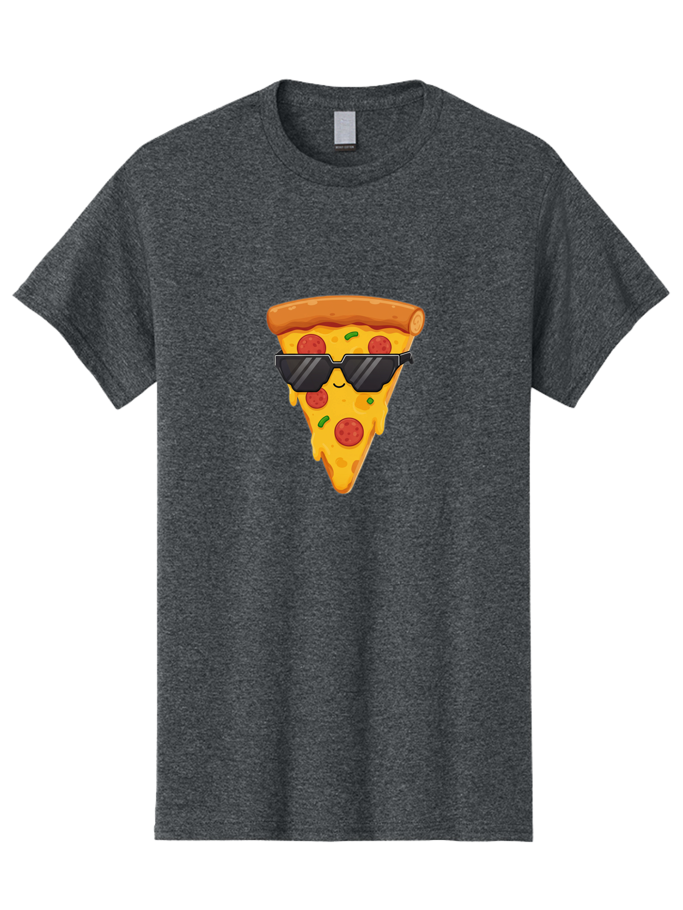 Pizza-Slice-12 Men'S Graphic Tee, 100% Cotton, Comfortable Casual Summer Wear, Machine Washable, Funny Pizza Slice, Cartoon Character, Sunglasses, Pepperoni Pizza, Melting Cheese, Casual Style, Laid-Back Vibe, Food Illustration, Quirky Design, Bac272
