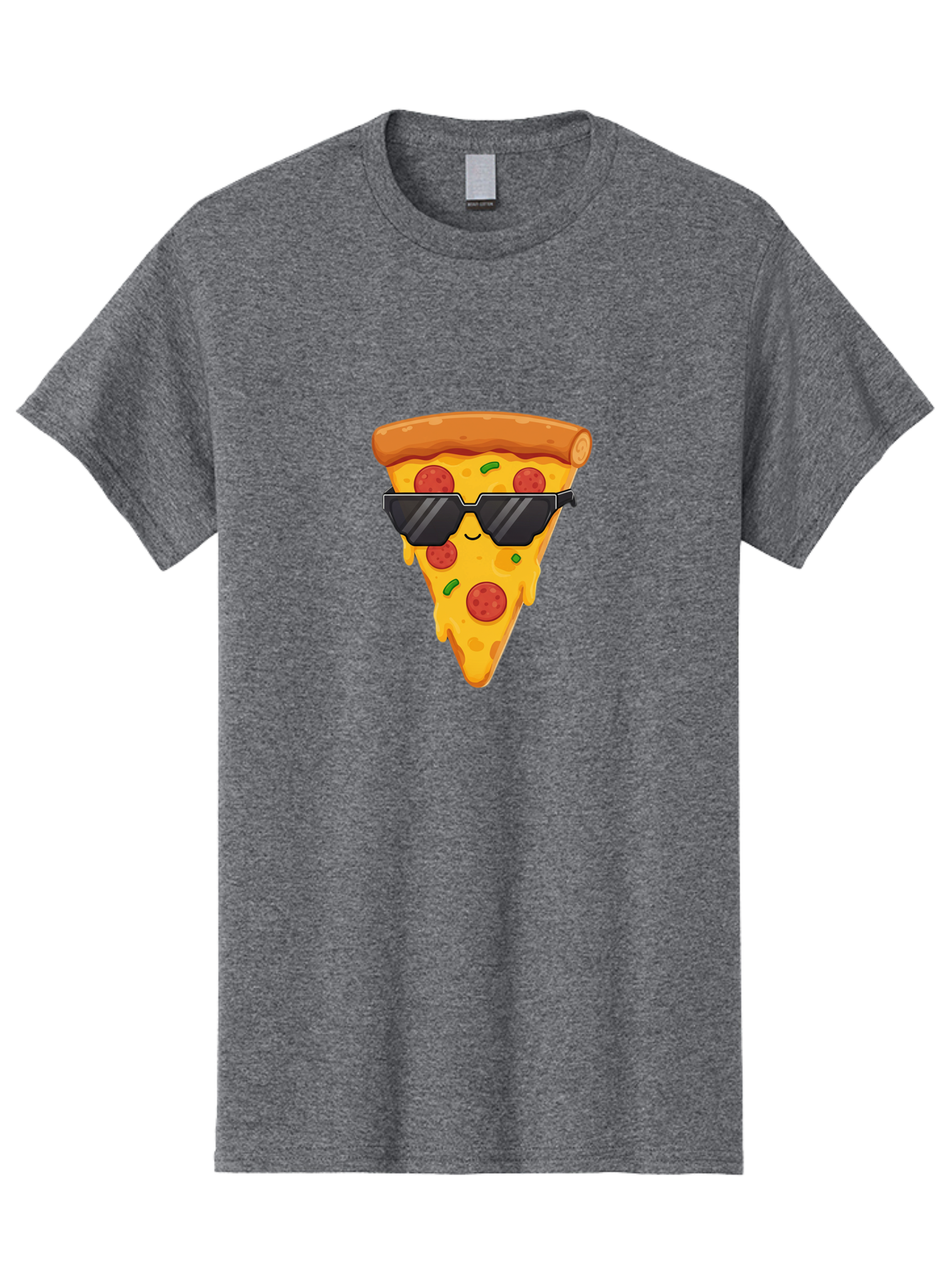 Pizza-Slice-12 Men'S Graphic Tee, 100% Cotton, Comfortable Casual Summer Wear, Machine Washable, Funny Pizza Slice, Cartoon Character, Sunglasses, Pepperoni Pizza, Melting Cheese, Casual Style, Laid-Back Vibe, Food Illustration, Quirky Design, Bac272