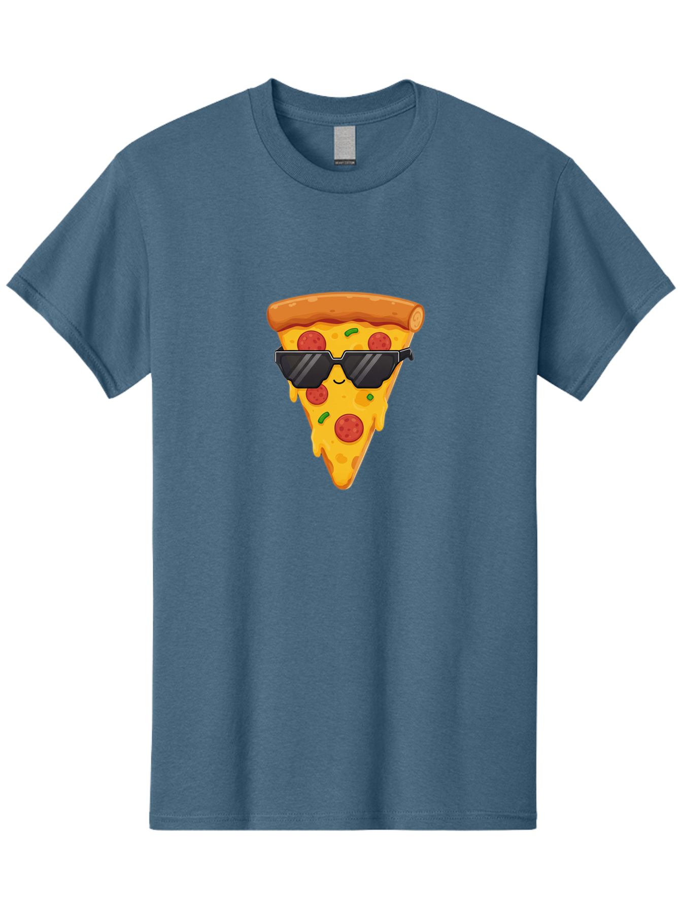 Pizza-Slice-12 Men'S Graphic Tee, 100% Cotton, Comfortable Casual Summer Wear, Machine Washable, Funny Pizza Slice, Cartoon Character, Sunglasses, Pepperoni Pizza, Melting Cheese, Casual Style, Laid-Back Vibe, Food Illustration, Quirky Design, Bac272