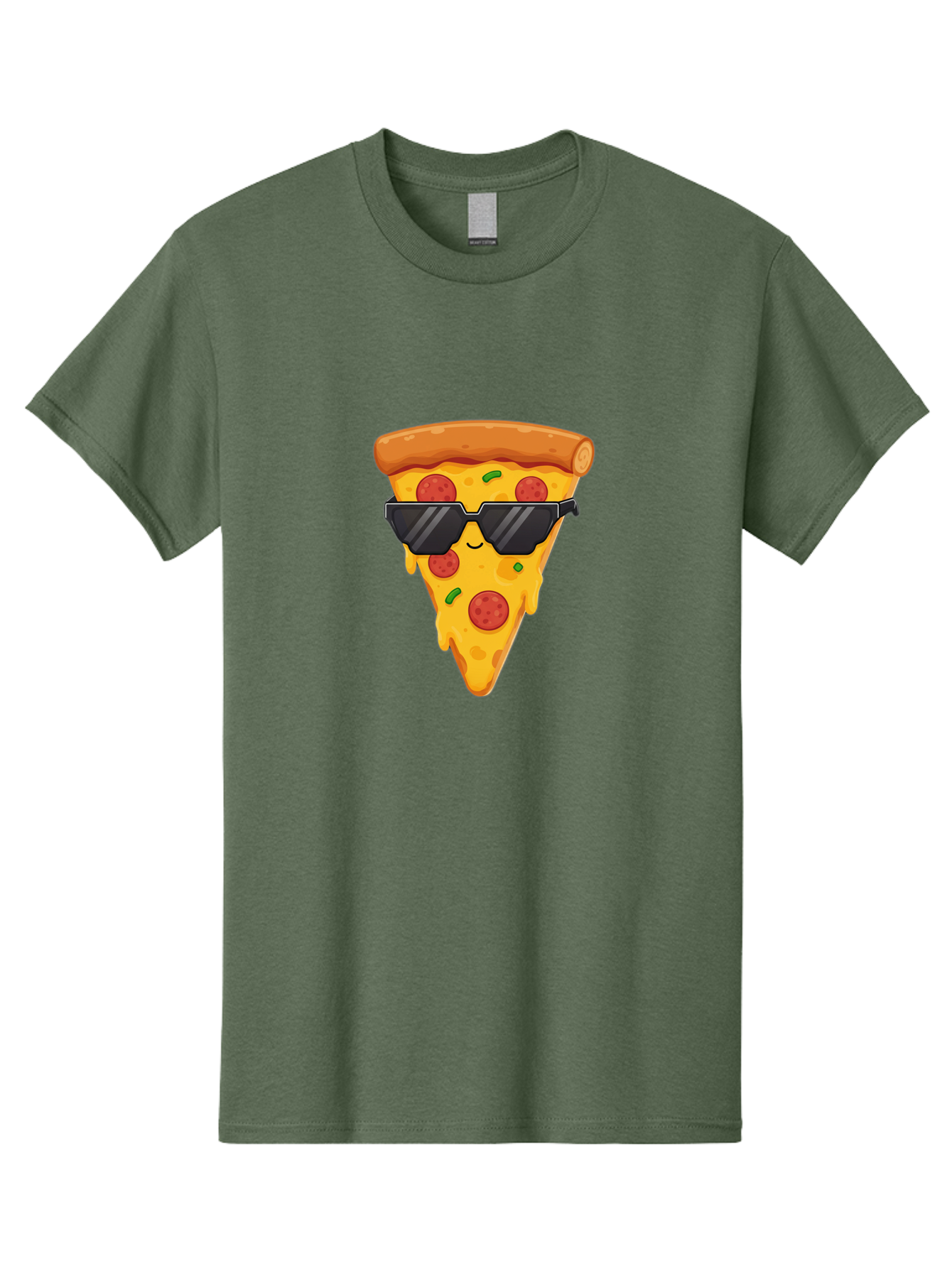 Pizza-Slice-12 Men'S Graphic Tee, 100% Cotton, Comfortable Casual Summer Wear, Machine Washable, Funny Pizza Slice, Cartoon Character, Sunglasses, Pepperoni Pizza, Melting Cheese, Casual Style, Laid-Back Vibe, Food Illustration, Quirky Design, Bac272