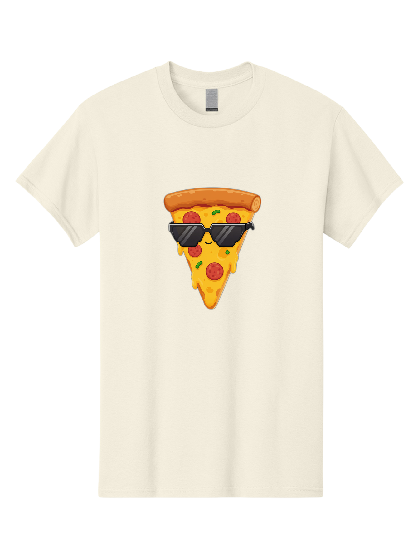 Pizza-Slice-12 Men'S Graphic Tee, 100% Cotton, Comfortable Casual Summer Wear, Machine Washable, Funny Pizza Slice, Cartoon Character, Sunglasses, Pepperoni Pizza, Melting Cheese, Casual Style, Laid-Back Vibe, Food Illustration, Quirky Design, Bac272