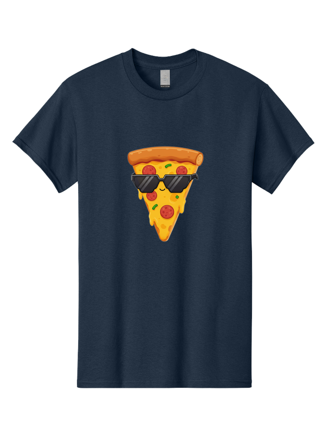 Pizza-Slice-12 Men'S Graphic Tee, 100% Cotton, Comfortable Casual Summer Wear, Machine Washable, Funny Pizza Slice, Cartoon Character, Sunglasses, Pepperoni Pizza, Melting Cheese, Casual Style, Laid-Back Vibe, Food Illustration, Quirky Design, Bac272