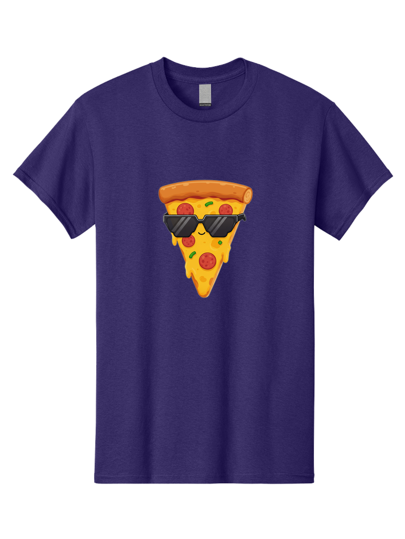 Pizza-Slice-12 Men'S Graphic Tee, 100% Cotton, Comfortable Casual Summer Wear, Machine Washable, Funny Pizza Slice, Cartoon Character, Sunglasses, Pepperoni Pizza, Melting Cheese, Casual Style, Laid-Back Vibe, Food Illustration, Quirky Design, Bac272