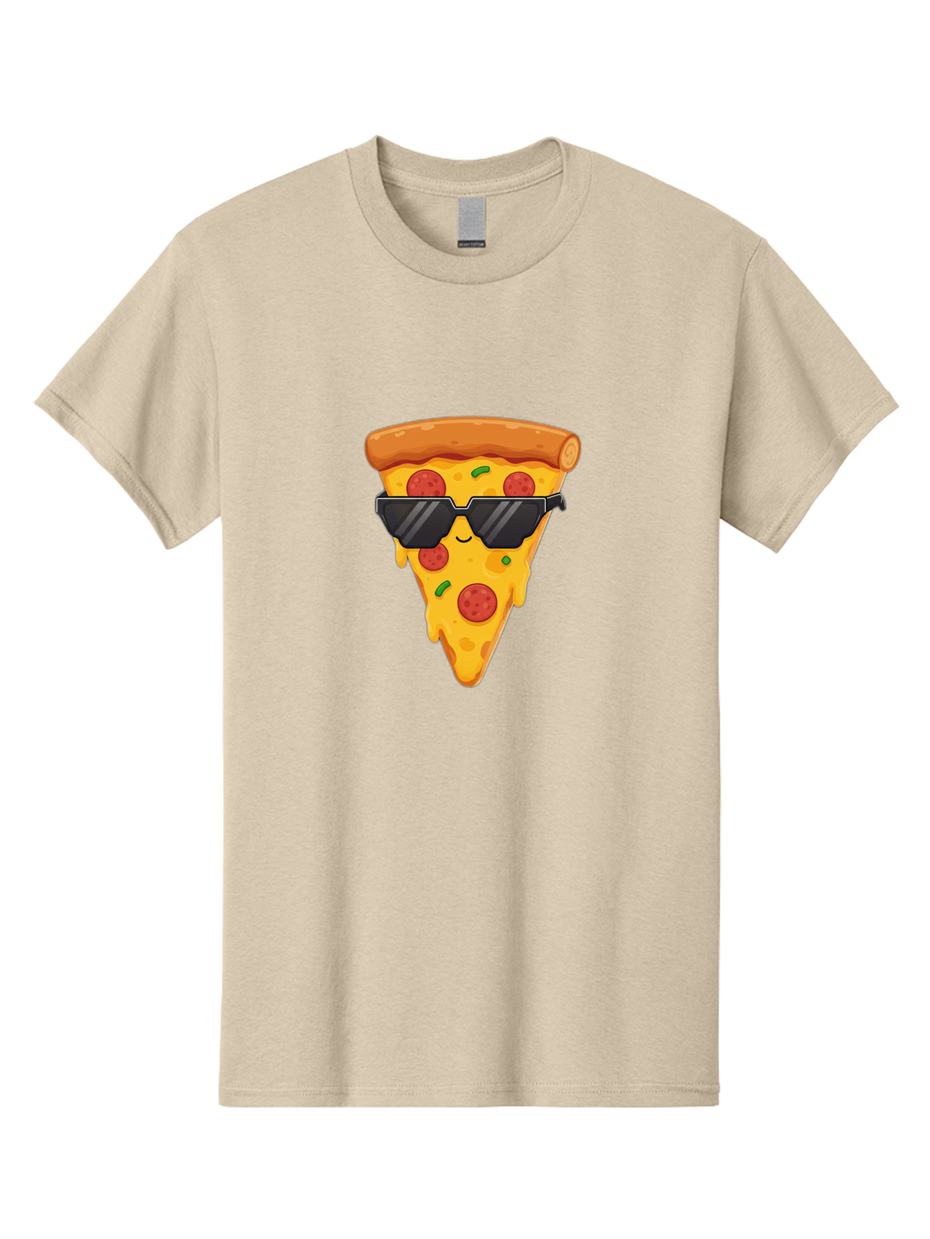 Pizza-Slice-12 Men'S Graphic Tee, 100% Cotton, Comfortable Casual Summer Wear, Machine Washable, Funny Pizza Slice, Cartoon Character, Sunglasses, Pepperoni Pizza, Melting Cheese, Casual Style, Laid-Back Vibe, Food Illustration, Quirky Design, Bac272