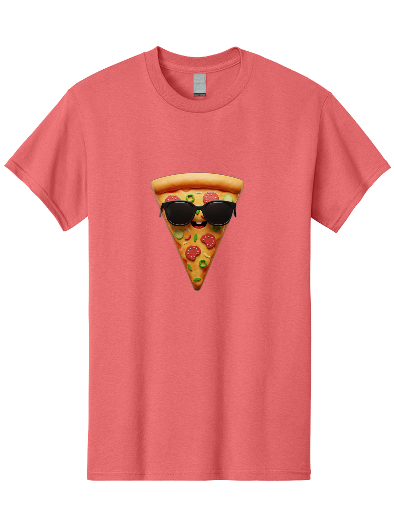 Pizza-Slice-14 Men'S Graphic Tee, 100% Cotton, Comfortable Casual Summer Wear, Machine Washable, Pizza Slice, Cartoon Character, Sunglasses, Pepperoni Pizza, Green Peppers, Olives, Cartoon Food, Funny Pizza, Cheerful Snack, Tasty Treat Bac274