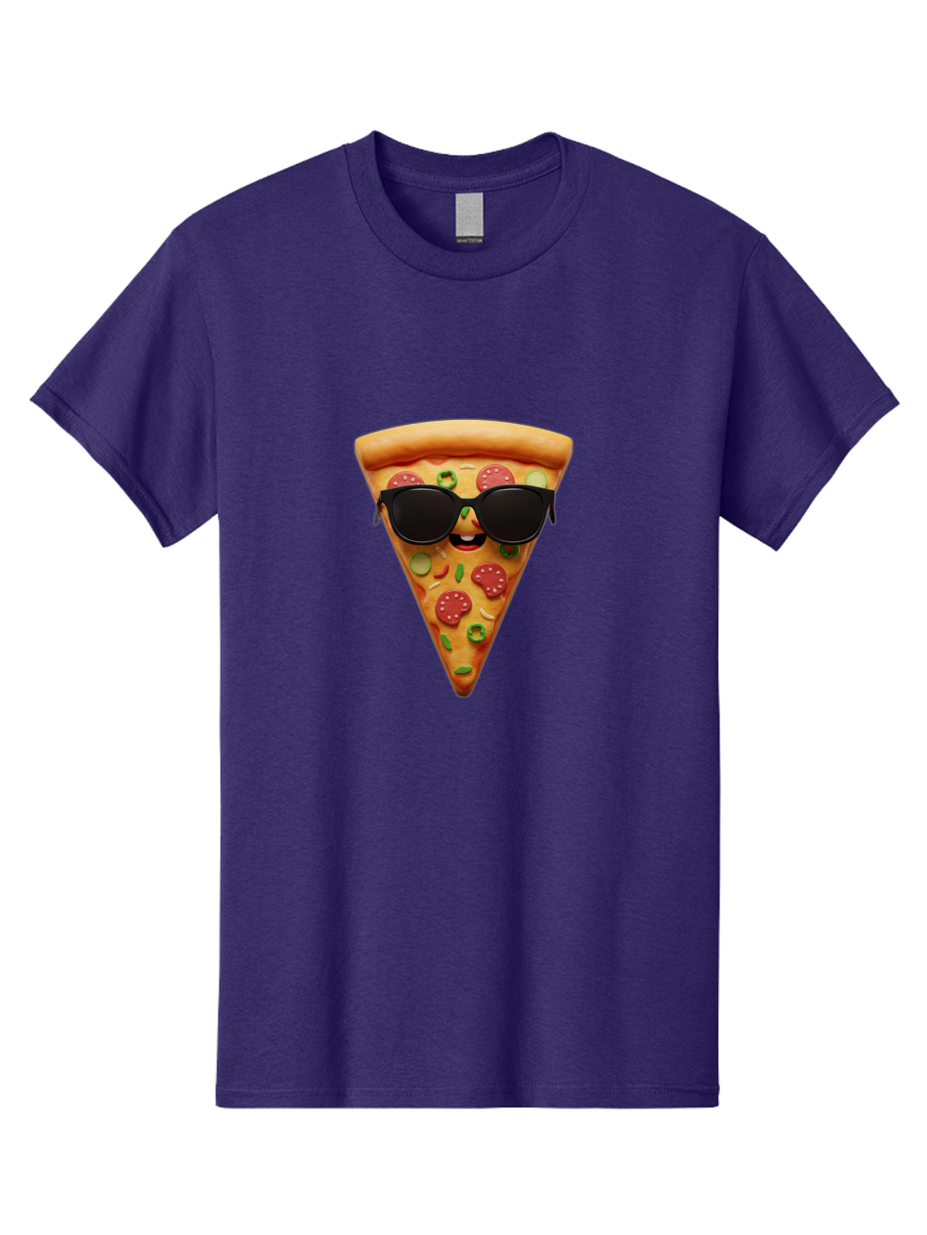 Pizza-Slice-14 Men'S Graphic Tee, 100% Cotton, Comfortable Casual Summer Wear, Machine Washable, Pizza Slice, Cartoon Character, Sunglasses, Pepperoni Pizza, Green Peppers, Olives, Cartoon Food, Funny Pizza, Cheerful Snack, Tasty Treat Bac274