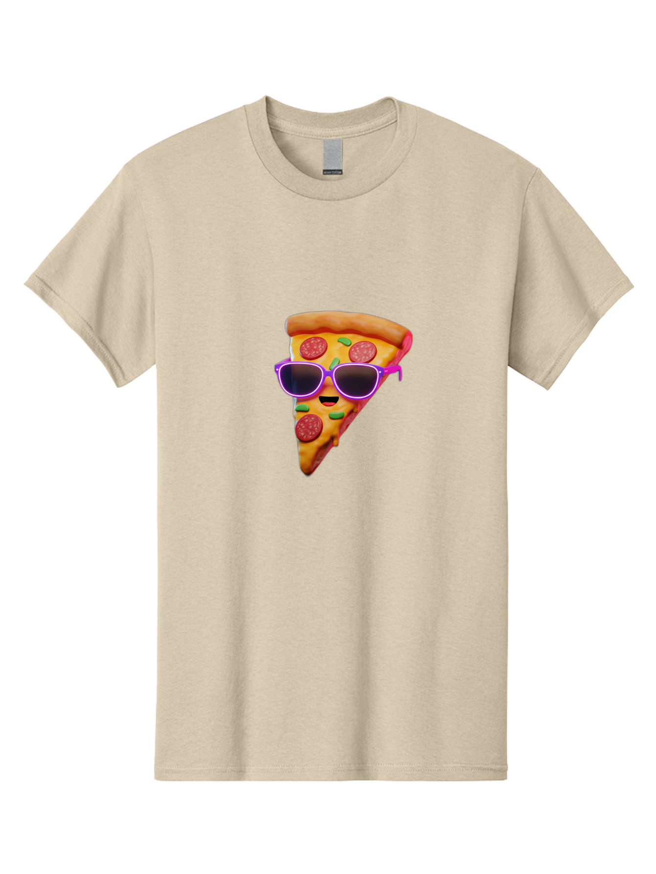 Pizza-Slice-15 Men'S Graphic Tee, 100% Cotton, Comfortable Casual Summer Wear, Machine Washable, Pizza Slice With Sunglasses, Pepperoni Pizza, Cool Food, Cartoon Style, Funny Food, Trendy Graphics, Playful Illustration, Foodie Humor Bac275