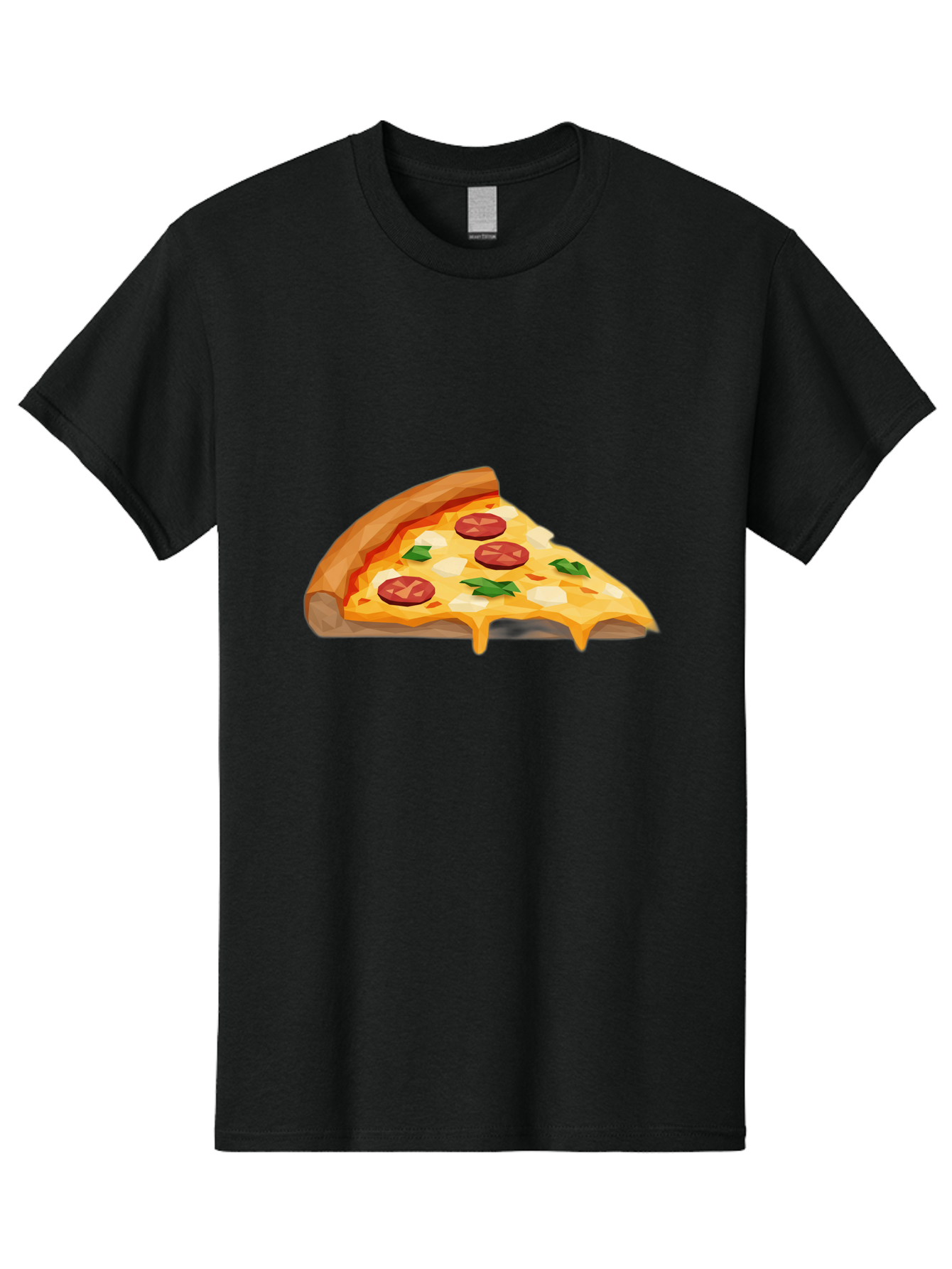 Pizza-Slice-16 Men'S Graphic Tee, 100% Cotton, Comfortable Casual Summer Wear, Machine Washable, Cheesy Pizza Slice, Melted Mozzarella Cheese, Pepperoni Toppings, Fresh Basil Leaves, Gooey Cheese Strings, Italian Cuisine, Savory Delight, Bac276