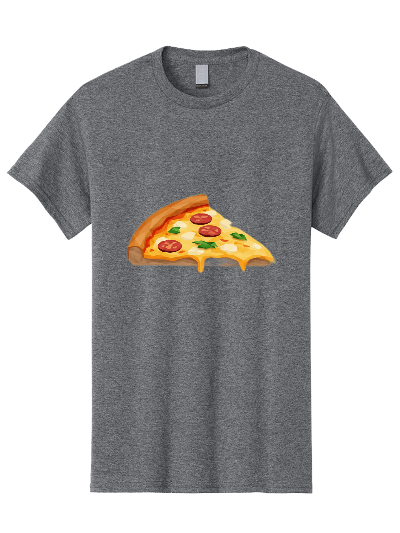 Pizza-Slice-16 Men'S Graphic Tee, 100% Cotton, Comfortable Casual Summer Wear, Machine Washable, Cheesy Pizza Slice, Melted Mozzarella Cheese, Pepperoni Toppings, Fresh Basil Leaves, Gooey Cheese Strings, Italian Cuisine, Savory Delight, Bac276