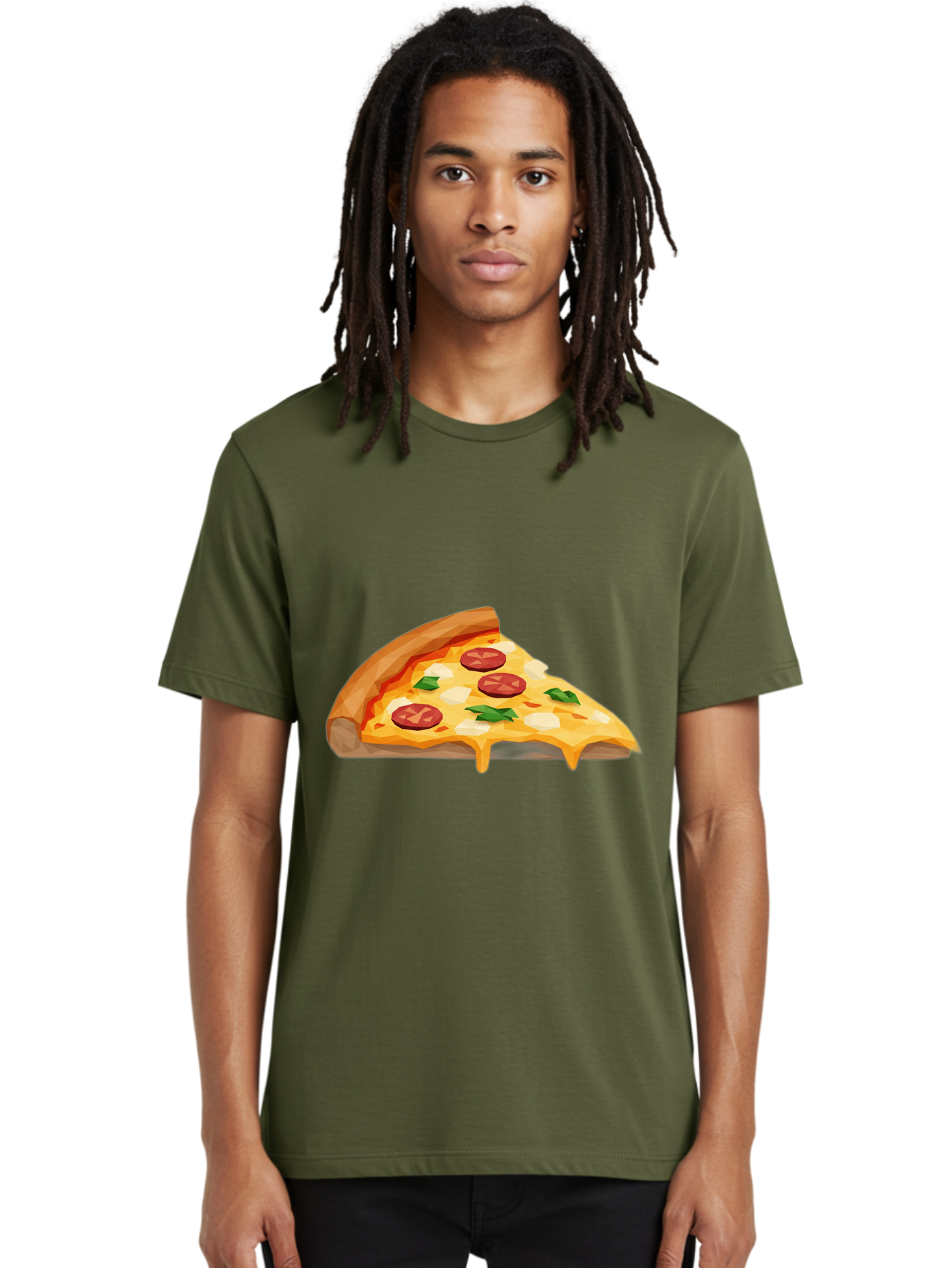 Pizza-Slice-16 Men'S Graphic Tee, 100% Cotton, Comfortable Casual Summer Wear, Machine Washable, Cheesy Pizza Slice, Melted Mozzarella Cheese, Pepperoni Toppings, Fresh Basil Leaves, Gooey Cheese Strings, Italian Cuisine, Savory Delight, Bac276
