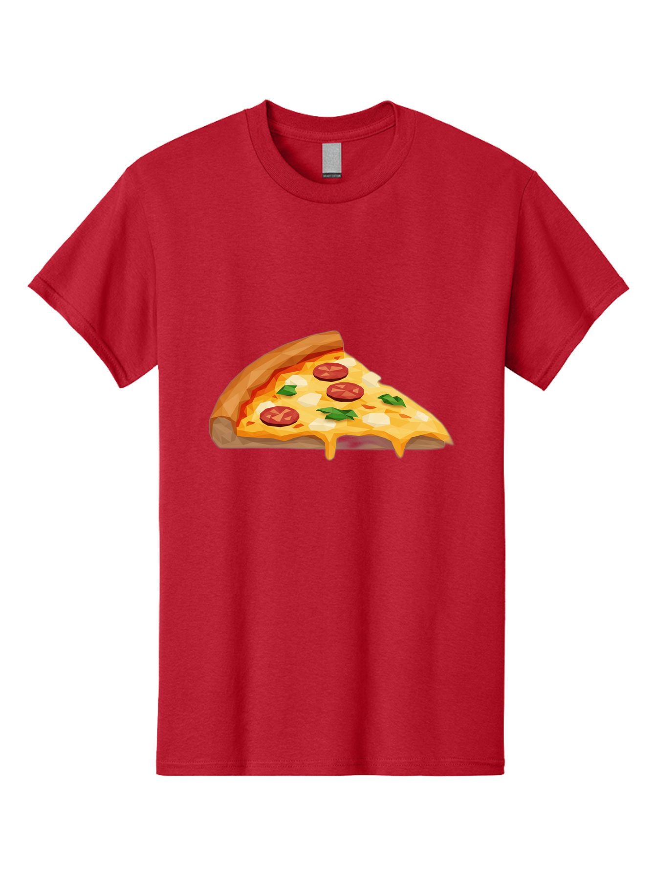 Pizza-Slice-16 Men'S Graphic Tee, 100% Cotton, Comfortable Casual Summer Wear, Machine Washable, Cheesy Pizza Slice, Melted Mozzarella Cheese, Pepperoni Toppings, Fresh Basil Leaves, Gooey Cheese Strings, Italian Cuisine, Savory Delight, Bac276