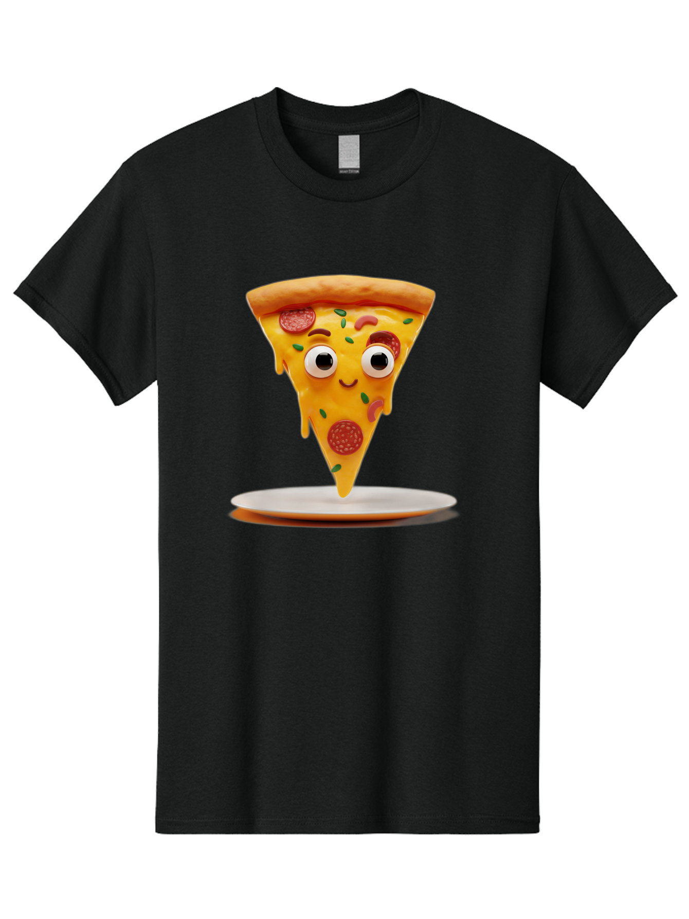 Pizza-Slice-17 Men'S Graphic Tee, 100% Cotton, Comfortable Casual Summer Wear, Machine Washable, Cartoon Pizza Slice, Melting Cheese, Pepperoni Toppings, Funny Eyes, Cute Smile, Italian Food, Delicious Meal, Foodie Humor, Comedic Relief, Bac277