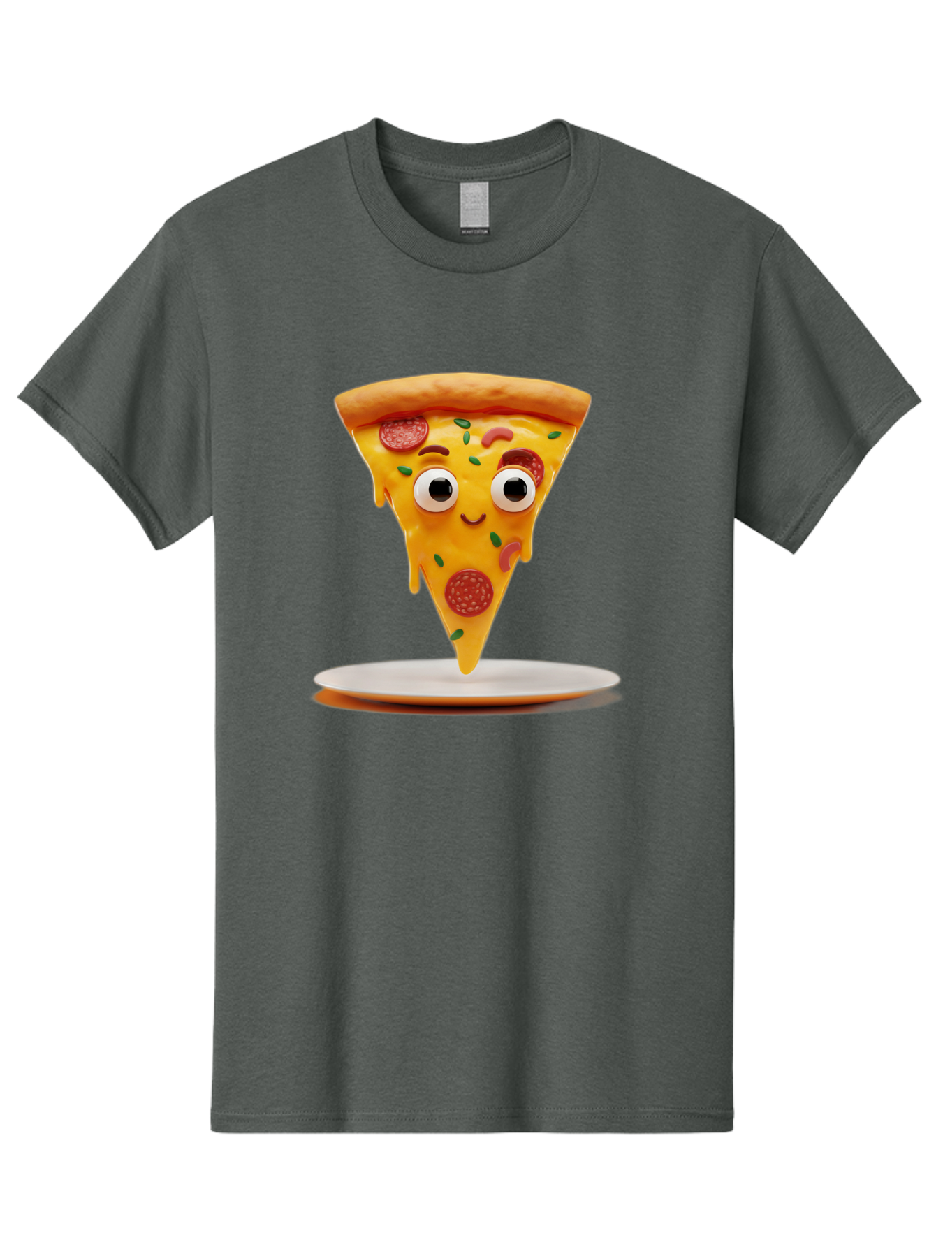 Pizza-Slice-17 Men'S Graphic Tee, 100% Cotton, Comfortable Casual Summer Wear, Machine Washable, Cartoon Pizza Slice, Melting Cheese, Pepperoni Toppings, Funny Eyes, Cute Smile, Italian Food, Delicious Meal, Foodie Humor, Comedic Relief, Bac277