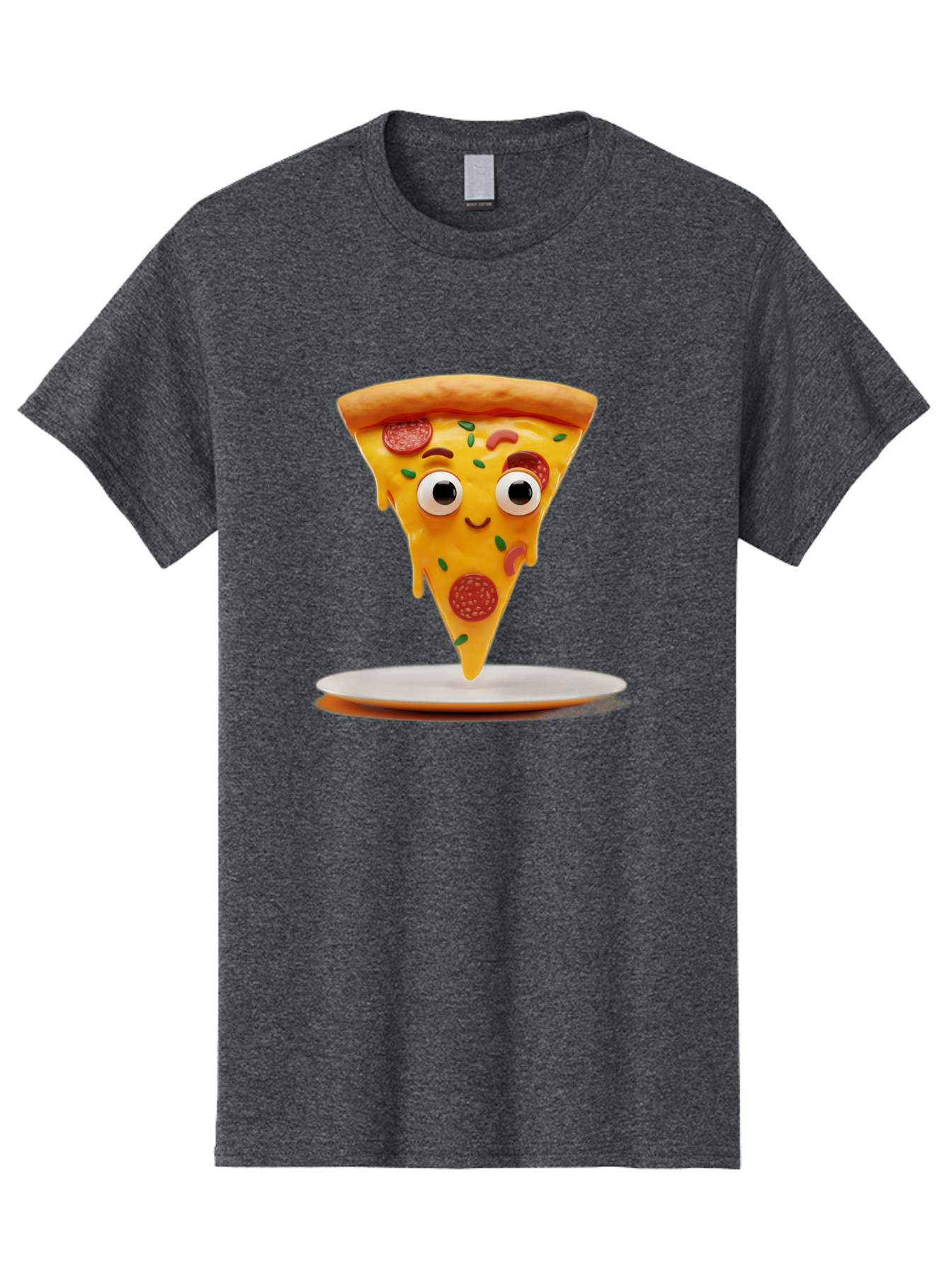 Pizza-Slice-17 Men'S Graphic Tee, 100% Cotton, Comfortable Casual Summer Wear, Machine Washable, Cartoon Pizza Slice, Melting Cheese, Pepperoni Toppings, Funny Eyes, Cute Smile, Italian Food, Delicious Meal, Foodie Humor, Comedic Relief, Bac277