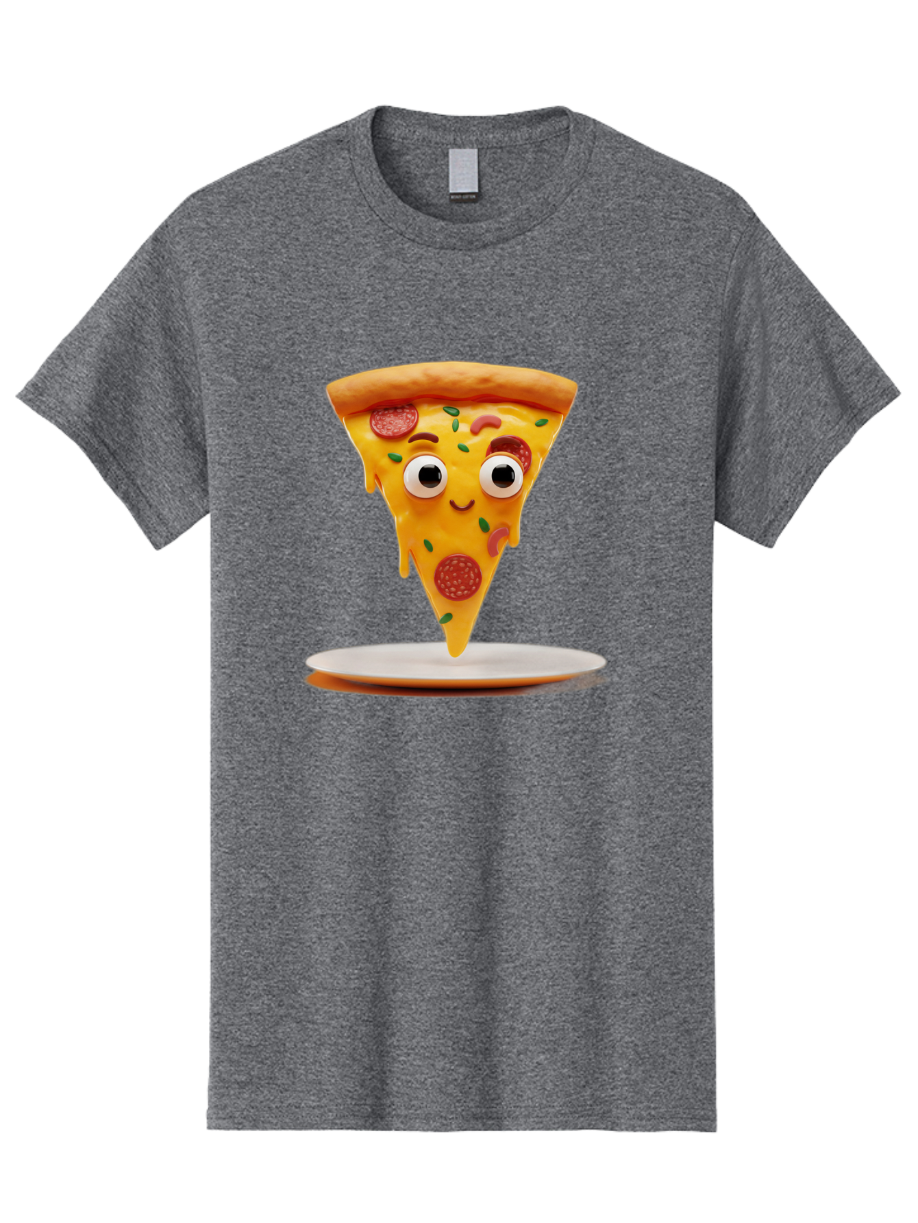 Pizza-Slice-17 Men'S Graphic Tee, 100% Cotton, Comfortable Casual Summer Wear, Machine Washable, Cartoon Pizza Slice, Melting Cheese, Pepperoni Toppings, Funny Eyes, Cute Smile, Italian Food, Delicious Meal, Foodie Humor, Comedic Relief, Bac277