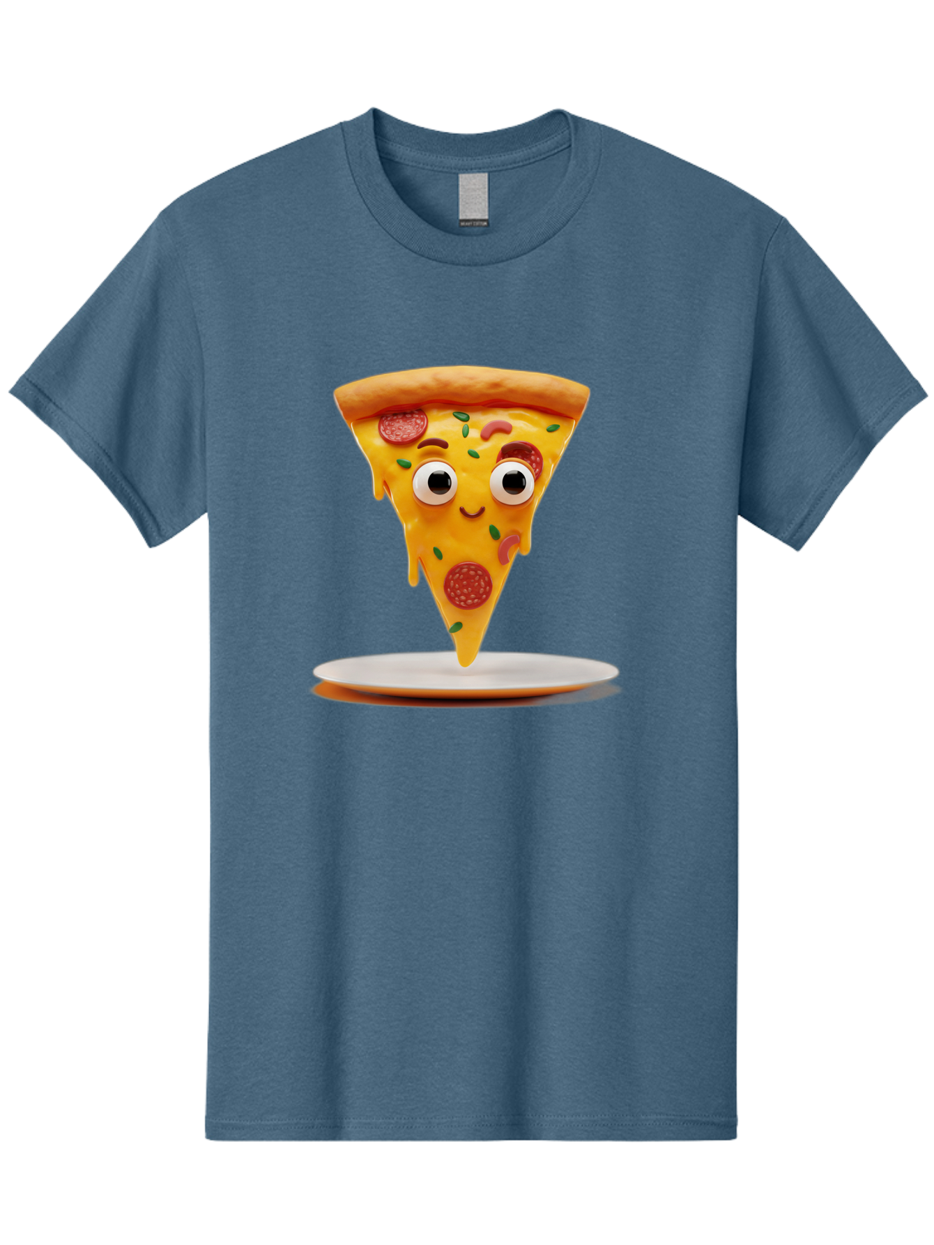 Pizza-Slice-17 Men'S Graphic Tee, 100% Cotton, Comfortable Casual Summer Wear, Machine Washable, Cartoon Pizza Slice, Melting Cheese, Pepperoni Toppings, Funny Eyes, Cute Smile, Italian Food, Delicious Meal, Foodie Humor, Comedic Relief, Bac277