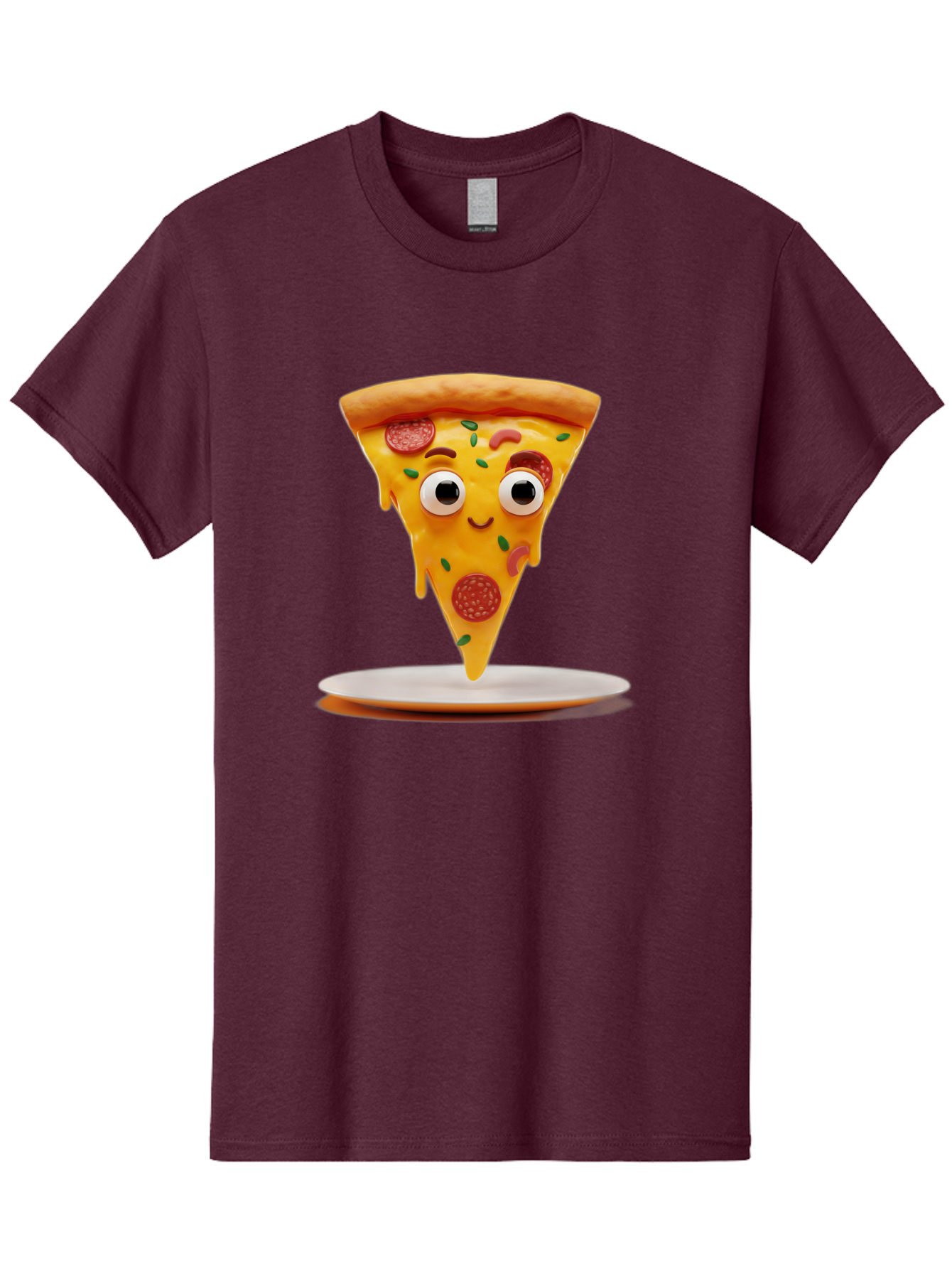 Pizza-Slice-17 Men'S Graphic Tee, 100% Cotton, Comfortable Casual Summer Wear, Machine Washable, Cartoon Pizza Slice, Melting Cheese, Pepperoni Toppings, Funny Eyes, Cute Smile, Italian Food, Delicious Meal, Foodie Humor, Comedic Relief, Bac277