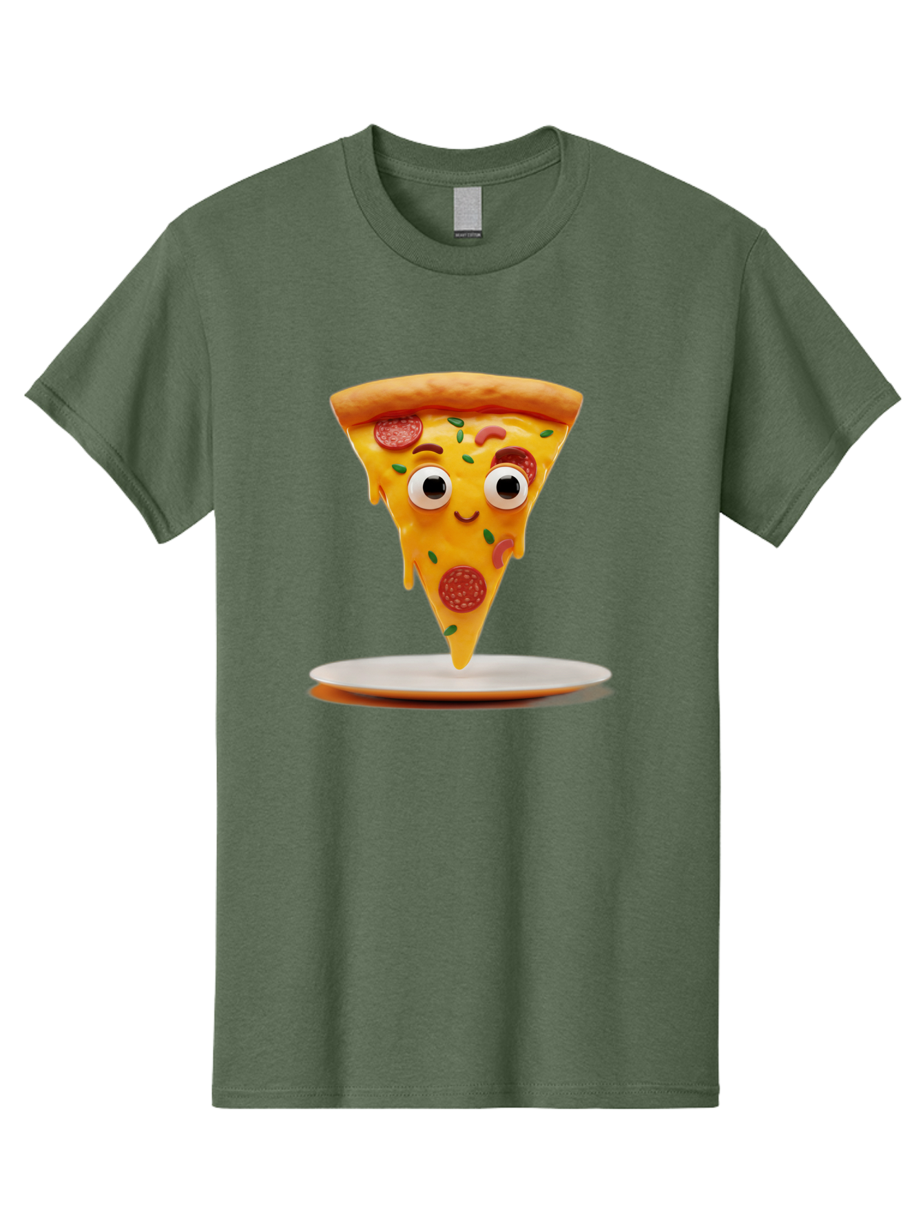 Pizza-Slice-17 Men'S Graphic Tee, 100% Cotton, Comfortable Casual Summer Wear, Machine Washable, Cartoon Pizza Slice, Melting Cheese, Pepperoni Toppings, Funny Eyes, Cute Smile, Italian Food, Delicious Meal, Foodie Humor, Comedic Relief, Bac277