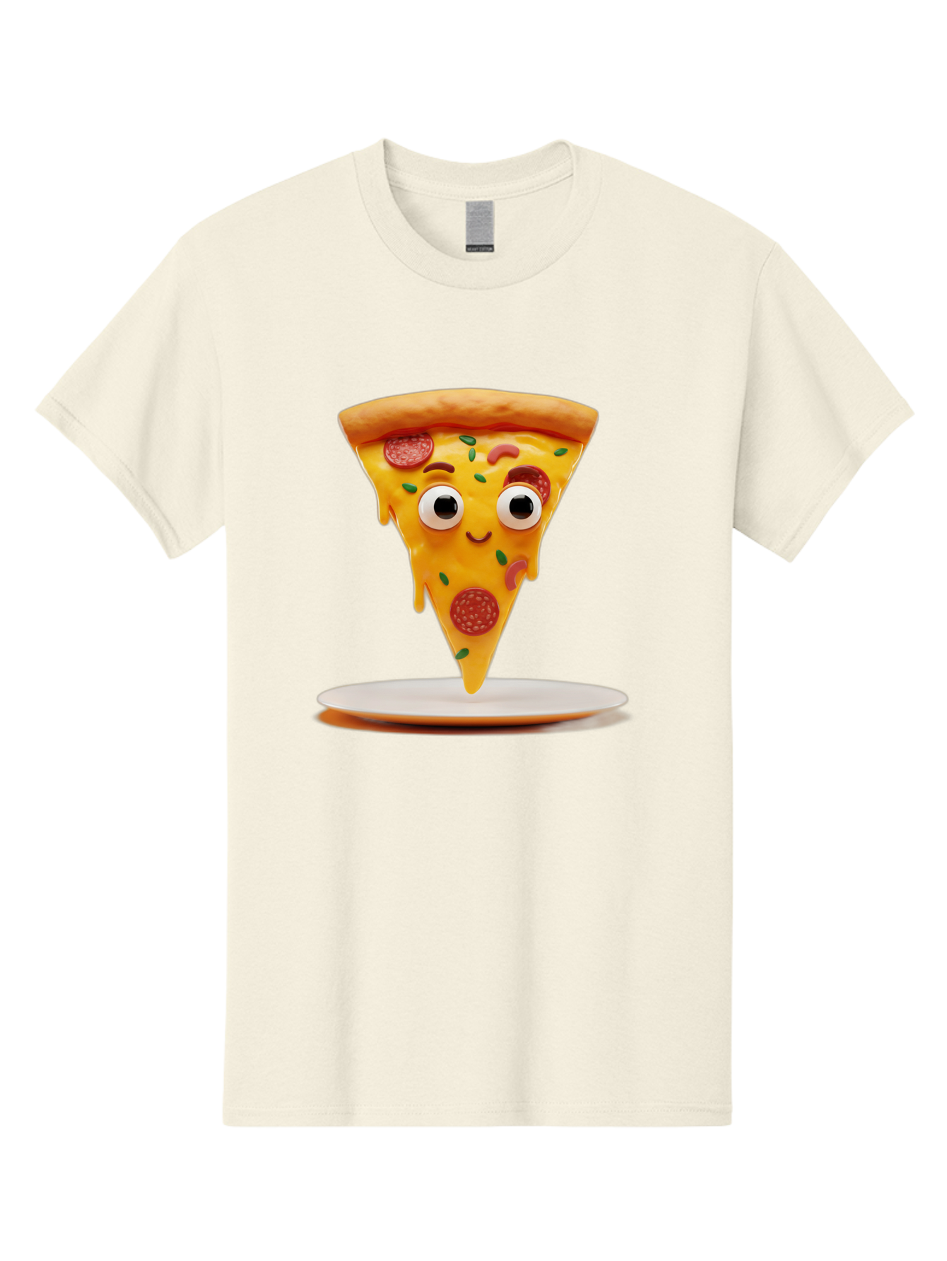 Pizza-Slice-17 Men'S Graphic Tee, 100% Cotton, Comfortable Casual Summer Wear, Machine Washable, Cartoon Pizza Slice, Melting Cheese, Pepperoni Toppings, Funny Eyes, Cute Smile, Italian Food, Delicious Meal, Foodie Humor, Comedic Relief, Bac277