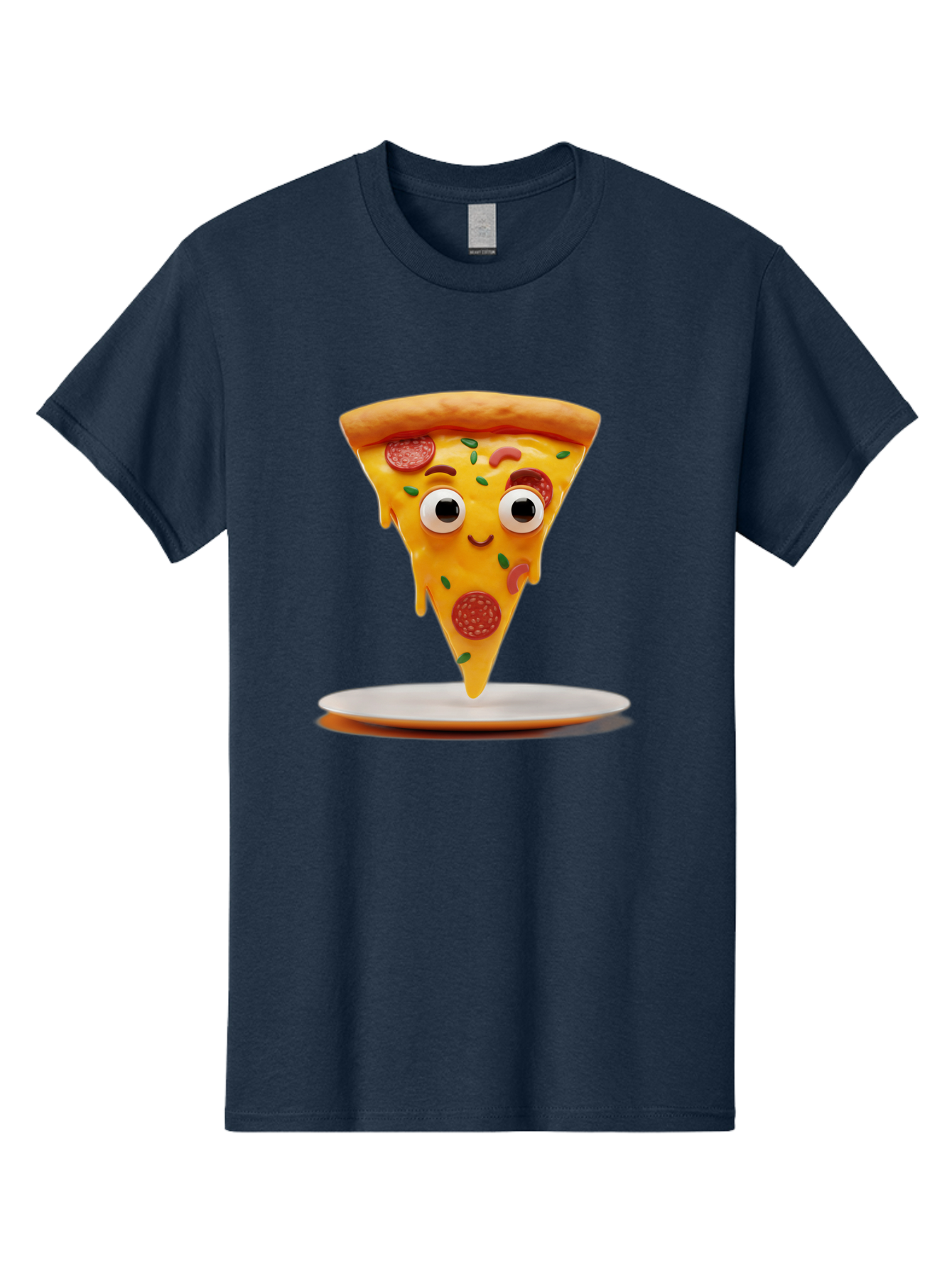 Pizza-Slice-17 Men'S Graphic Tee, 100% Cotton, Comfortable Casual Summer Wear, Machine Washable, Cartoon Pizza Slice, Melting Cheese, Pepperoni Toppings, Funny Eyes, Cute Smile, Italian Food, Delicious Meal, Foodie Humor, Comedic Relief, Bac277