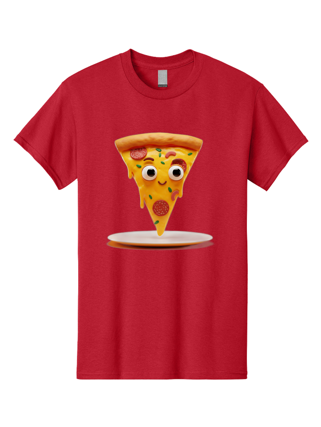 Pizza-Slice-17 Men'S Graphic Tee, 100% Cotton, Comfortable Casual Summer Wear, Machine Washable, Cartoon Pizza Slice, Melting Cheese, Pepperoni Toppings, Funny Eyes, Cute Smile, Italian Food, Delicious Meal, Foodie Humor, Comedic Relief, Bac277