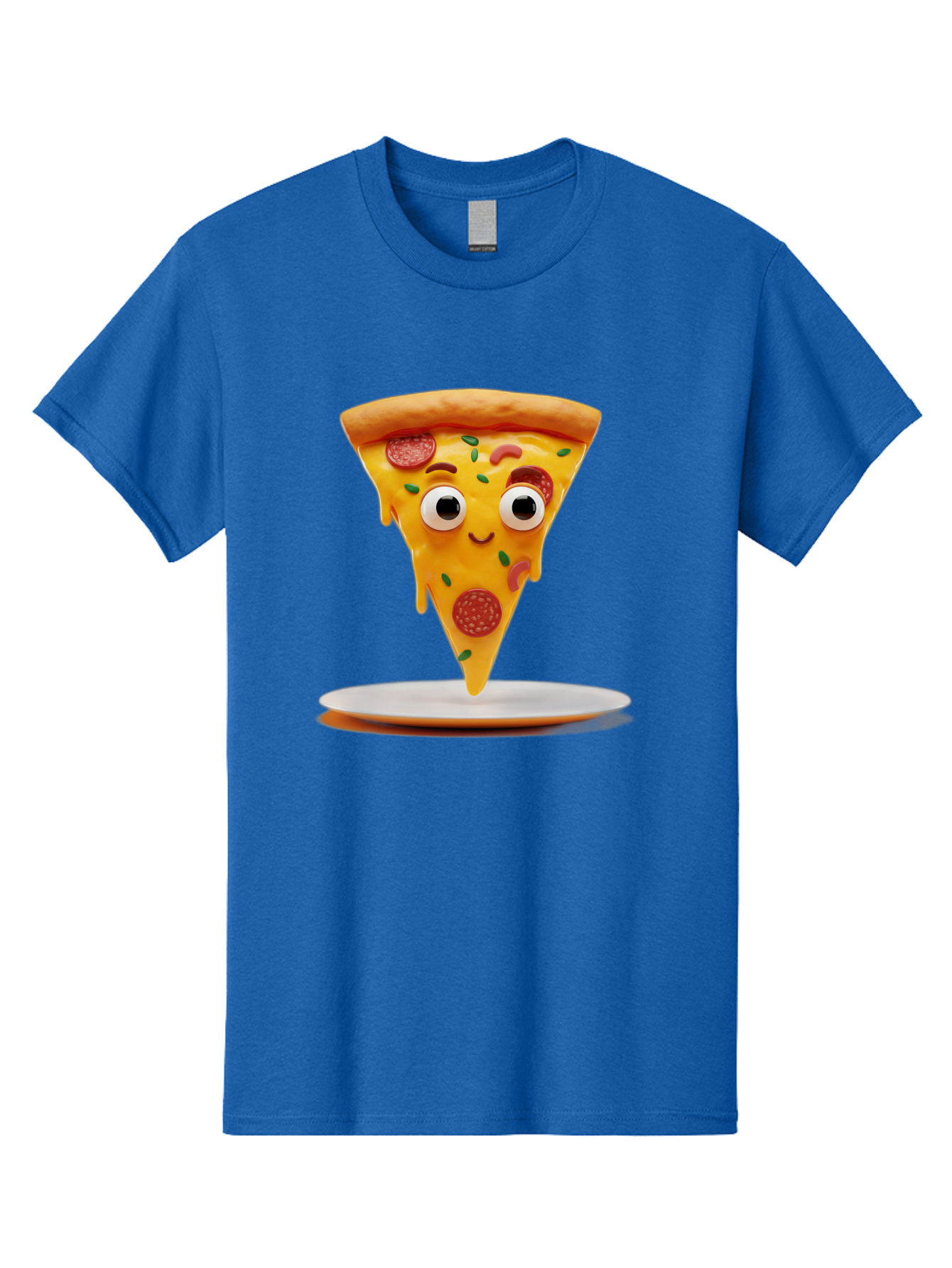 Pizza-Slice-17 Men'S Graphic Tee, 100% Cotton, Comfortable Casual Summer Wear, Machine Washable, Cartoon Pizza Slice, Melting Cheese, Pepperoni Toppings, Funny Eyes, Cute Smile, Italian Food, Delicious Meal, Foodie Humor, Comedic Relief, Bac277