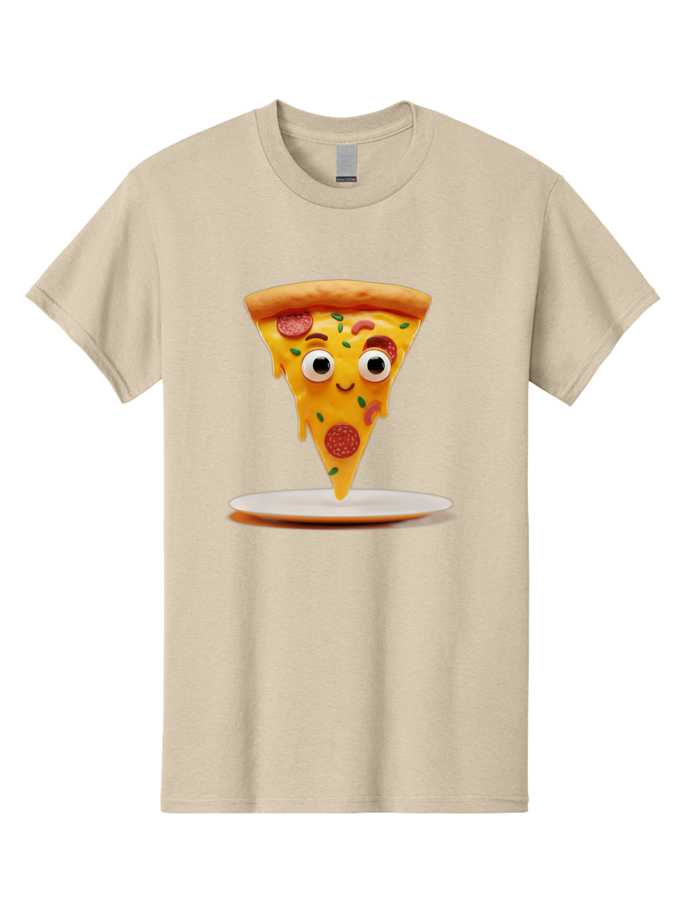 Pizza-Slice-17 Men'S Graphic Tee, 100% Cotton, Comfortable Casual Summer Wear, Machine Washable, Cartoon Pizza Slice, Melting Cheese, Pepperoni Toppings, Funny Eyes, Cute Smile, Italian Food, Delicious Meal, Foodie Humor, Comedic Relief, Bac277