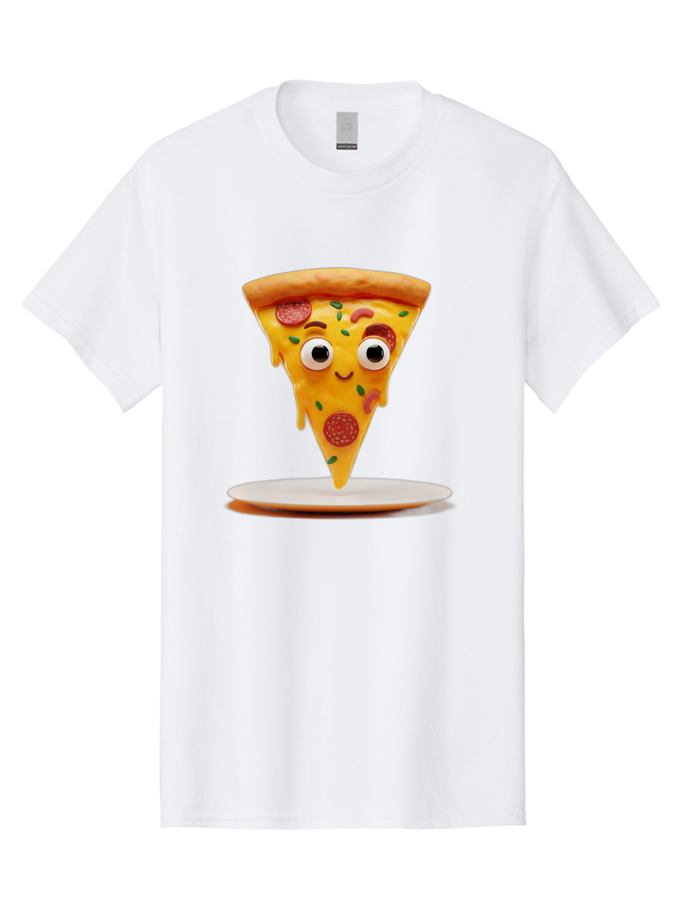 Pizza-Slice-17 Men'S Graphic Tee, 100% Cotton, Comfortable Casual Summer Wear, Machine Washable, Cartoon Pizza Slice, Melting Cheese, Pepperoni Toppings, Funny Eyes, Cute Smile, Italian Food, Delicious Meal, Foodie Humor, Comedic Relief, Bac277