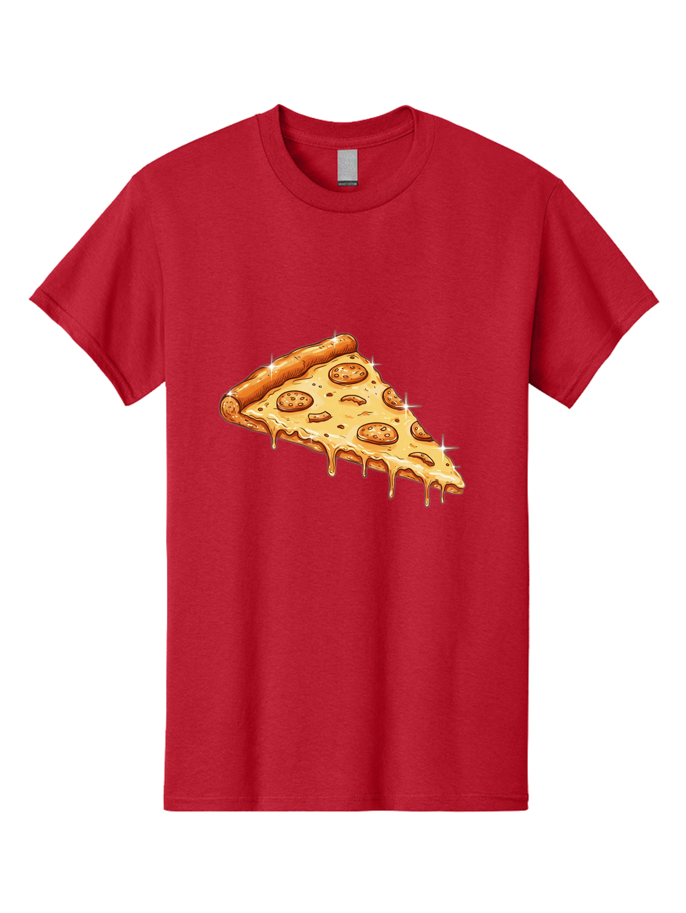 Pizza-Slice-18 Men'S Graphic Tee, 100% Cotton, Comfortable Casual Summer Wear, Machine Washable, Cheesy Pizza Slice, Pepperoni Pizza, Gooey Cheese, Delicious Food, Pizza Toppings, Tasty Treat, Italian Cuisine, Melty Cheese, Savory Delight Bac278